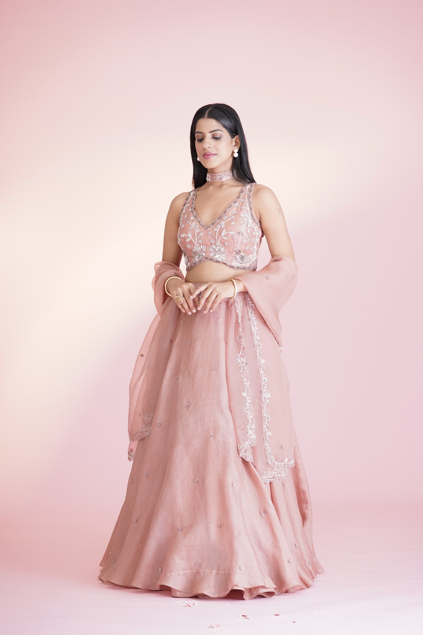 Light Pink Embellished Lehengas Set