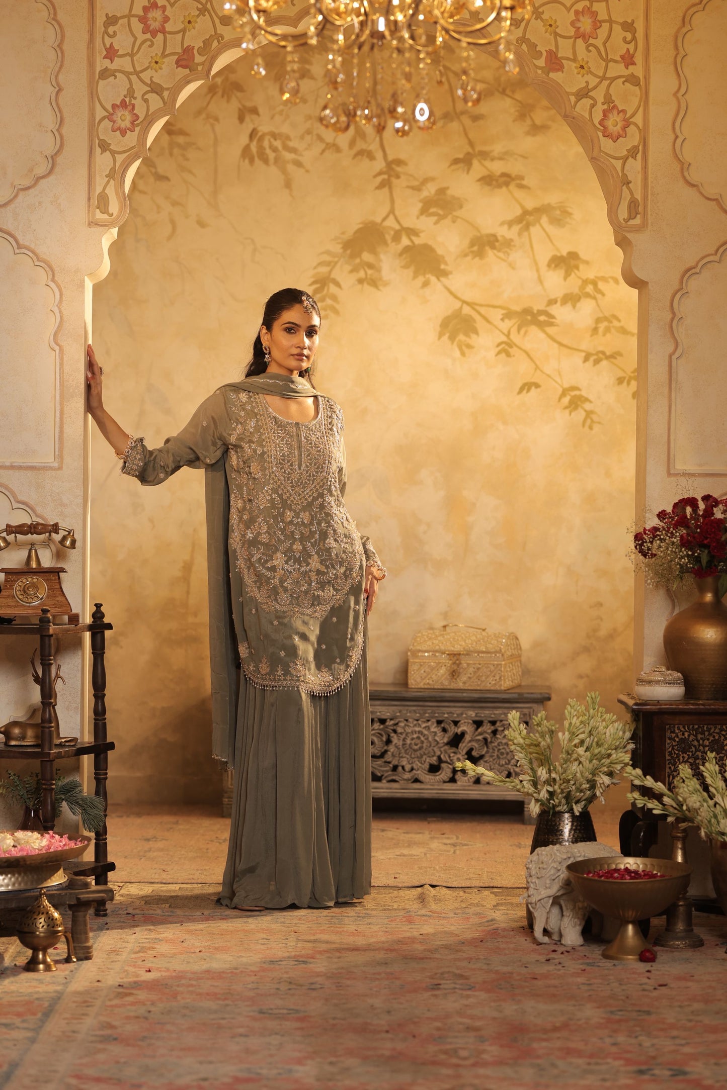 Sage Green Sharara Kurti Set