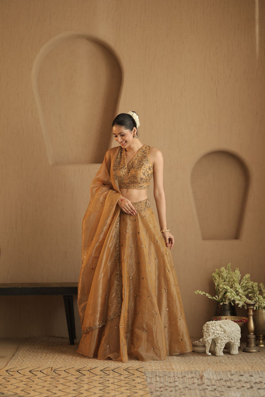 Golden Zari Lehenga Set