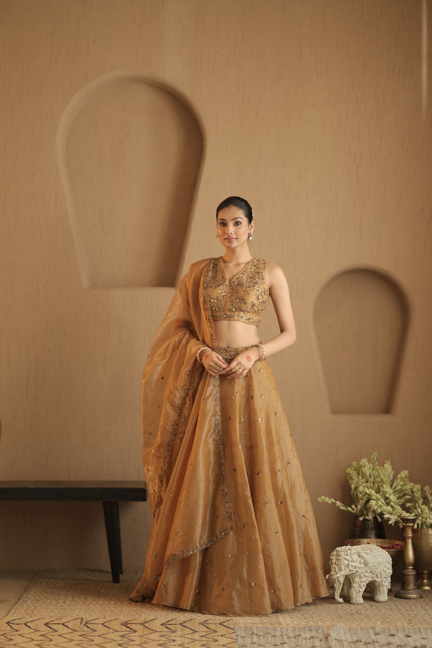 Golden Zari Lehenga Set