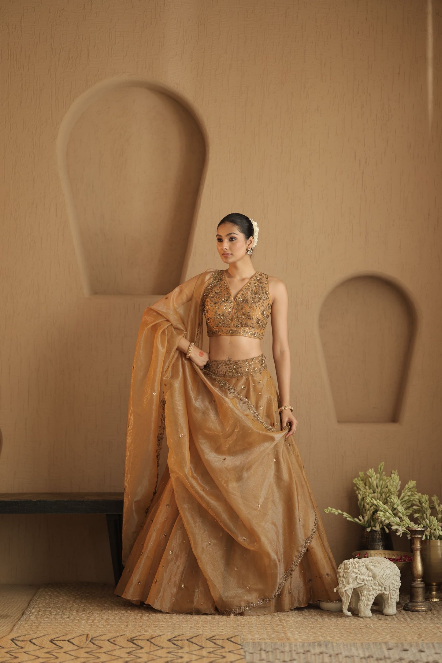 Golden Zari Lehenga Set