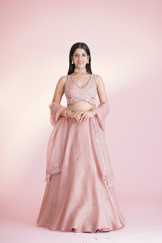 Light Pink Embellished Lehengas Set