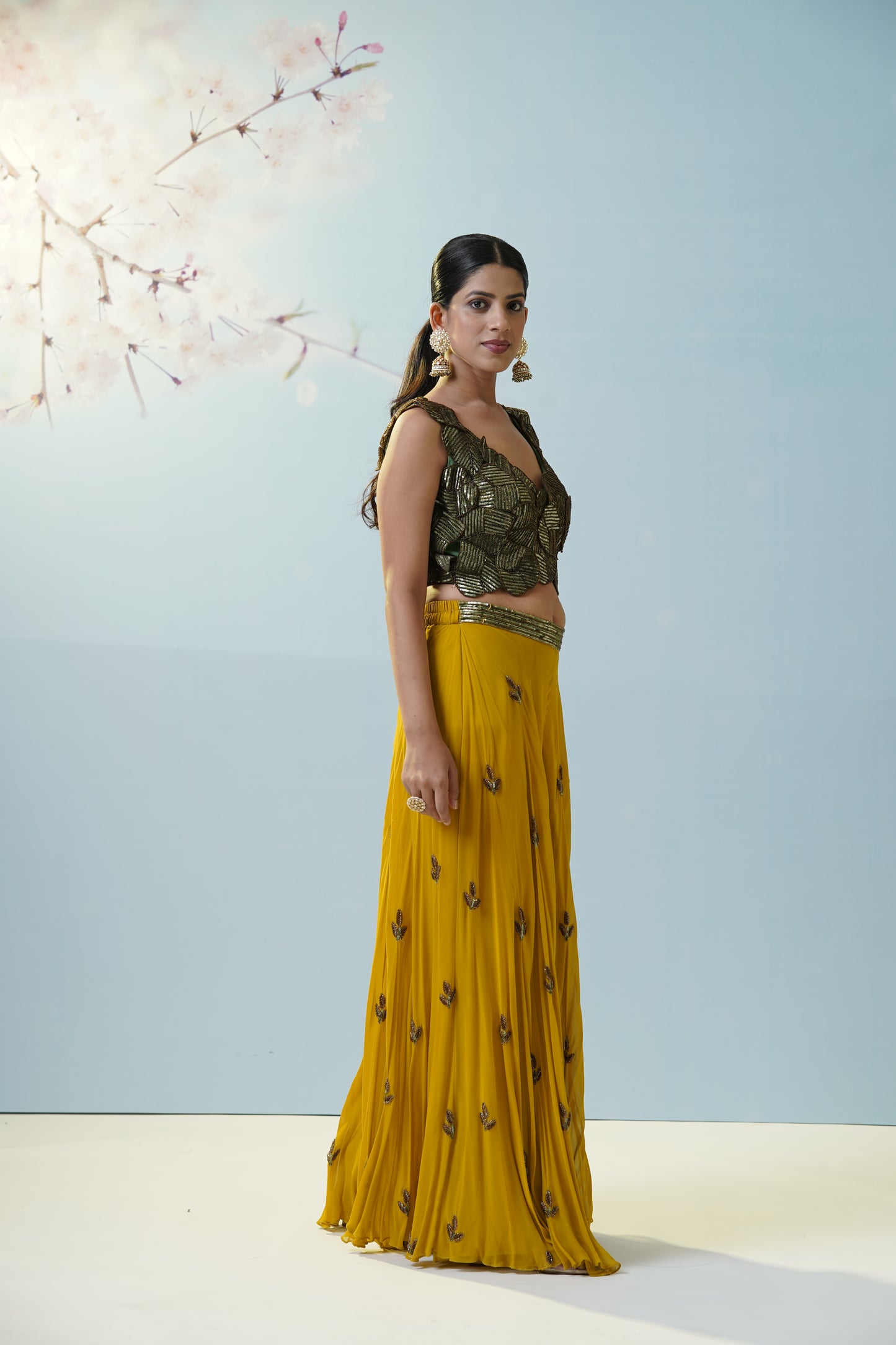 Mustard Green Sharara Set