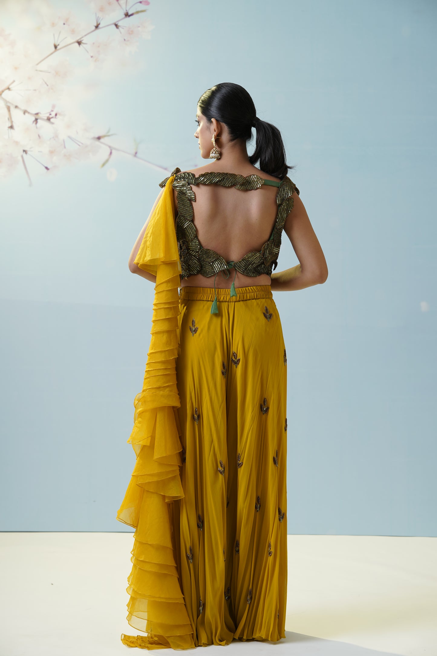 Mustard Green Sharara Set