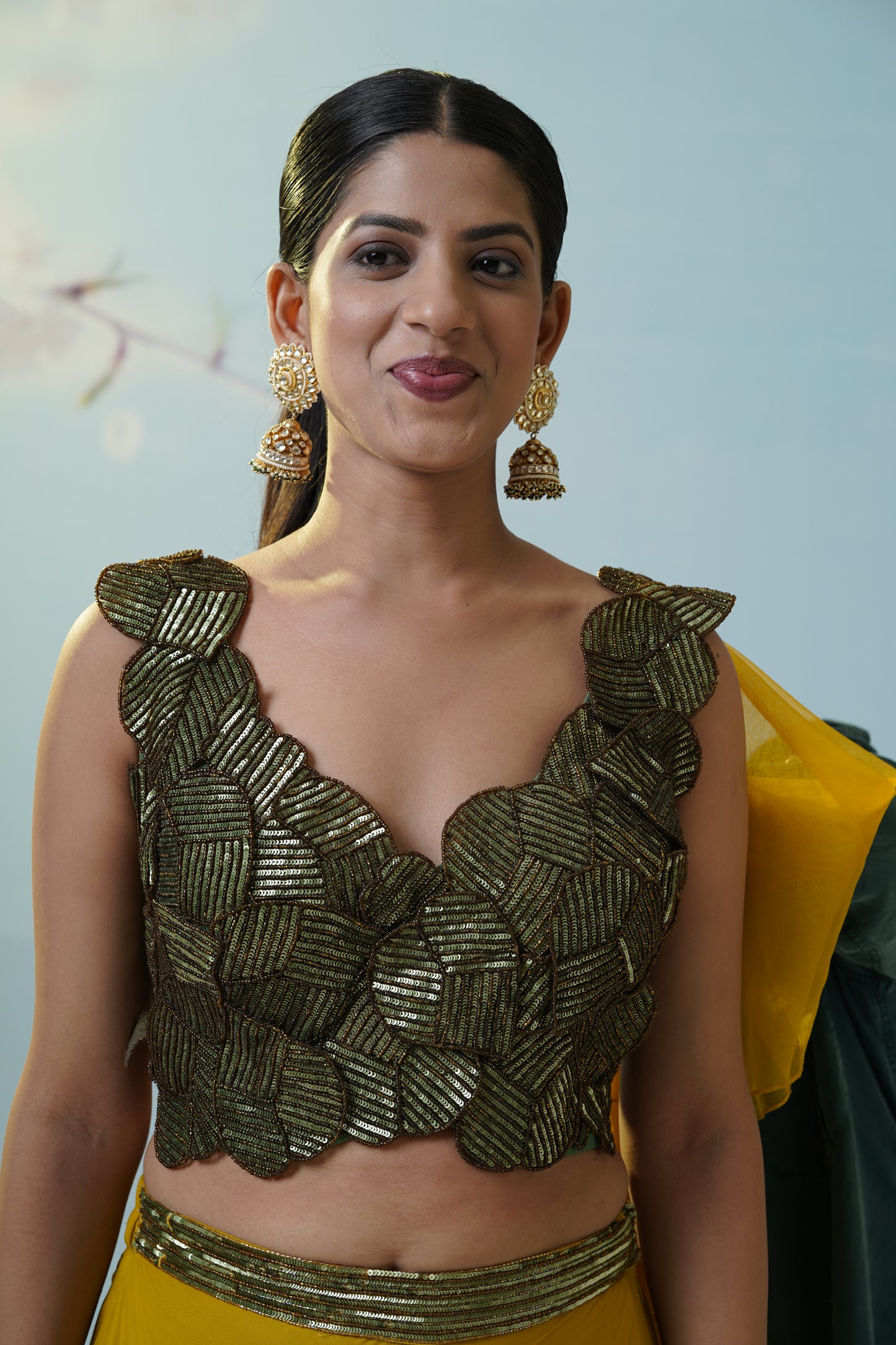 Mustard Green Sharara Set