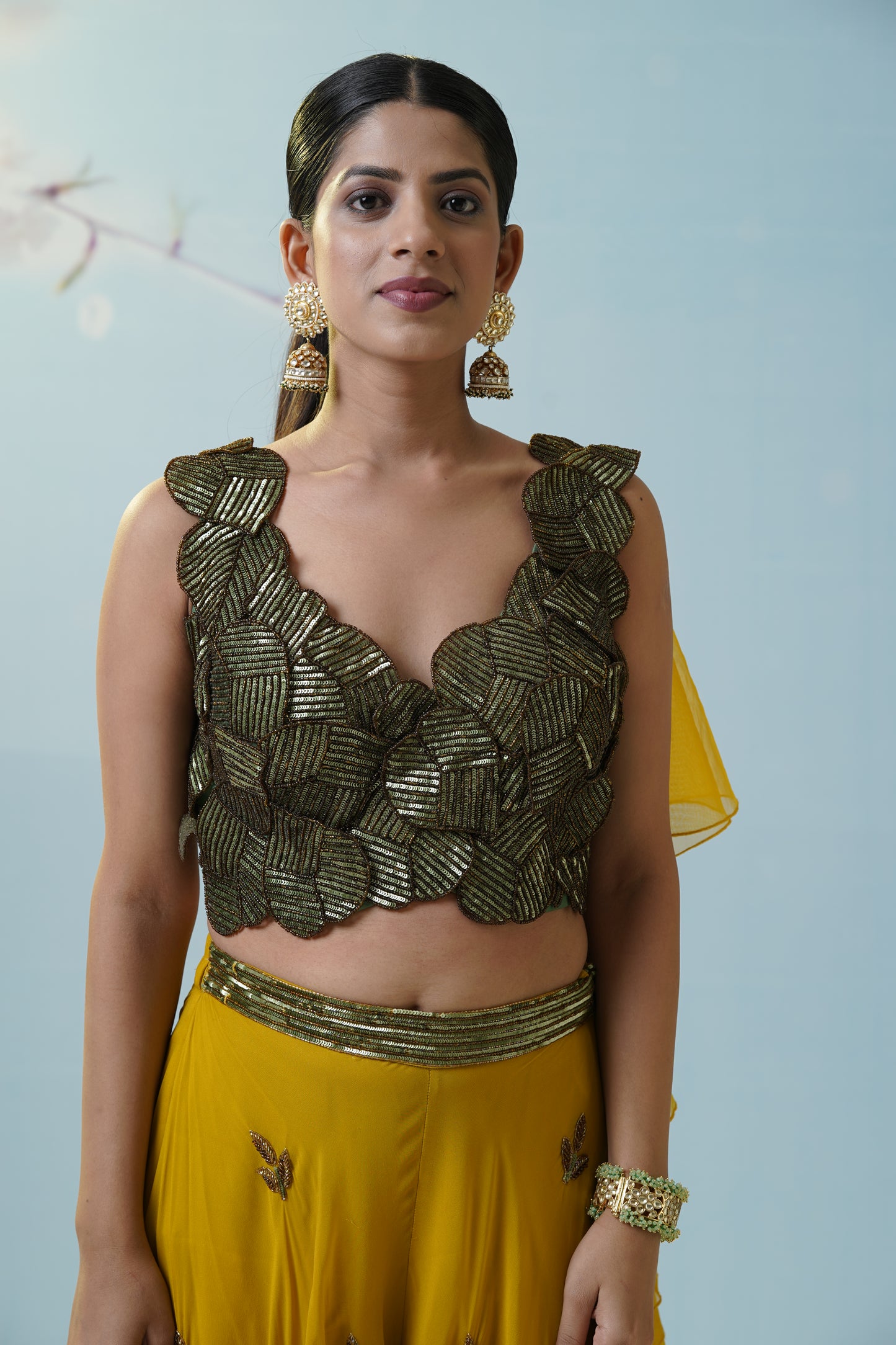 Mustard Green Sharara Set