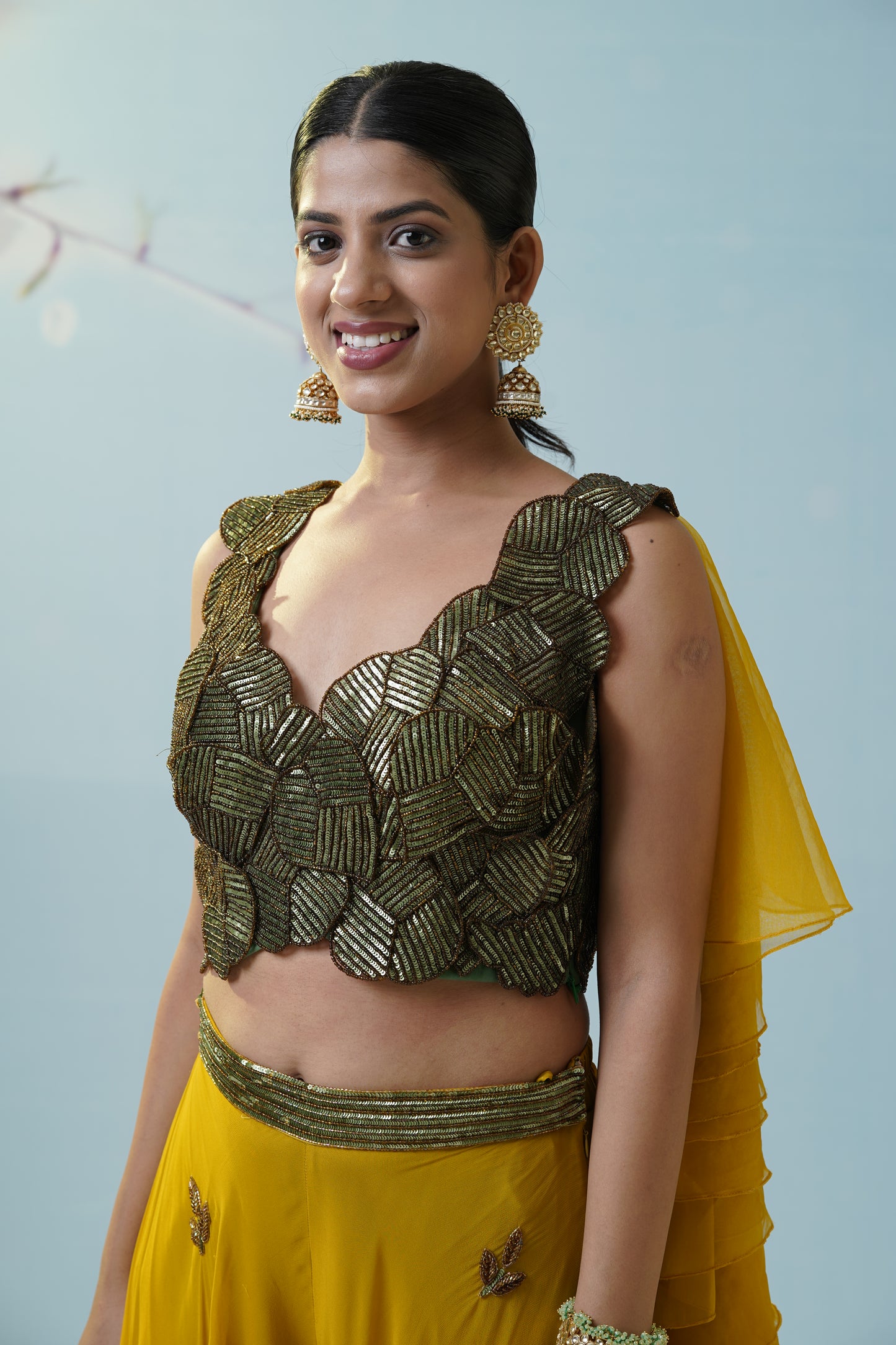 Mustard Green Sharara Set