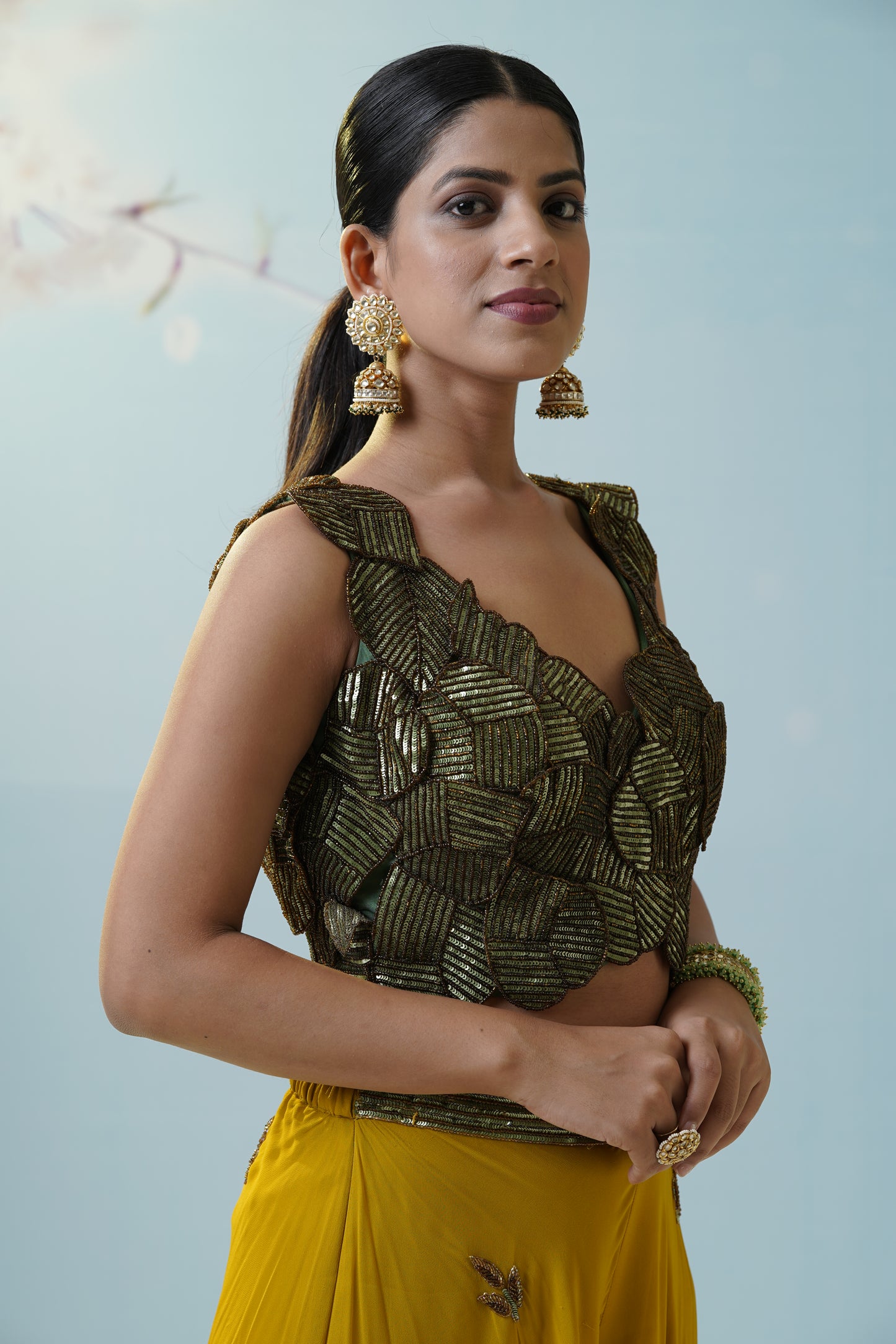 Mustard Green Sharara Set