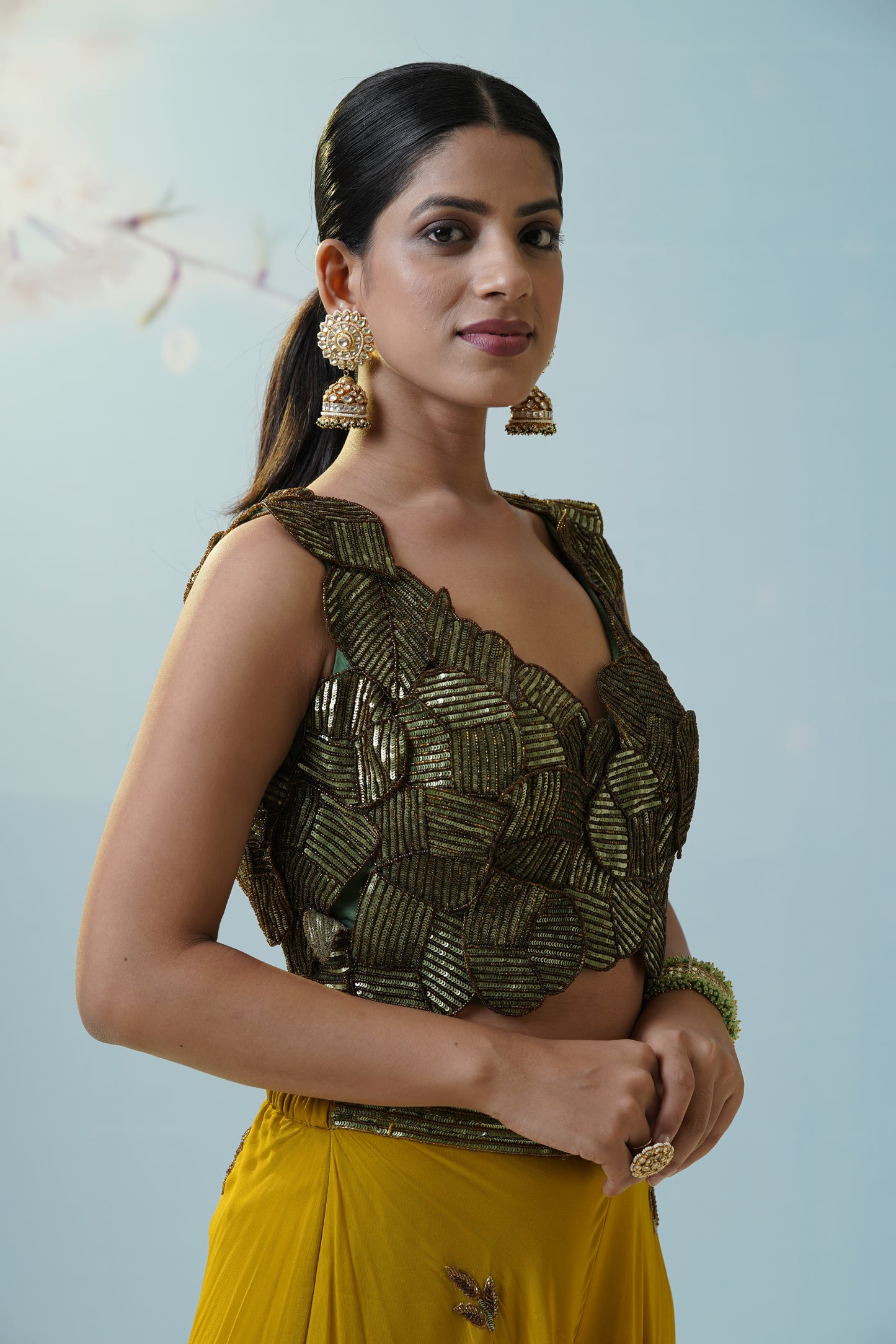 Mustard Green Sharara Set