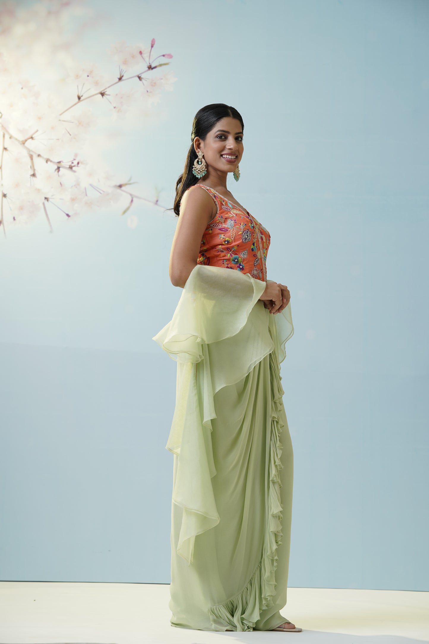 Mint Green Applique Lehengas Set