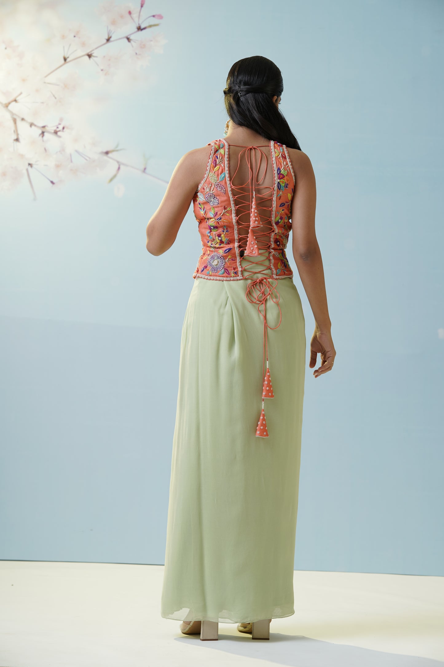 Mint Green Applique Lehengas Set