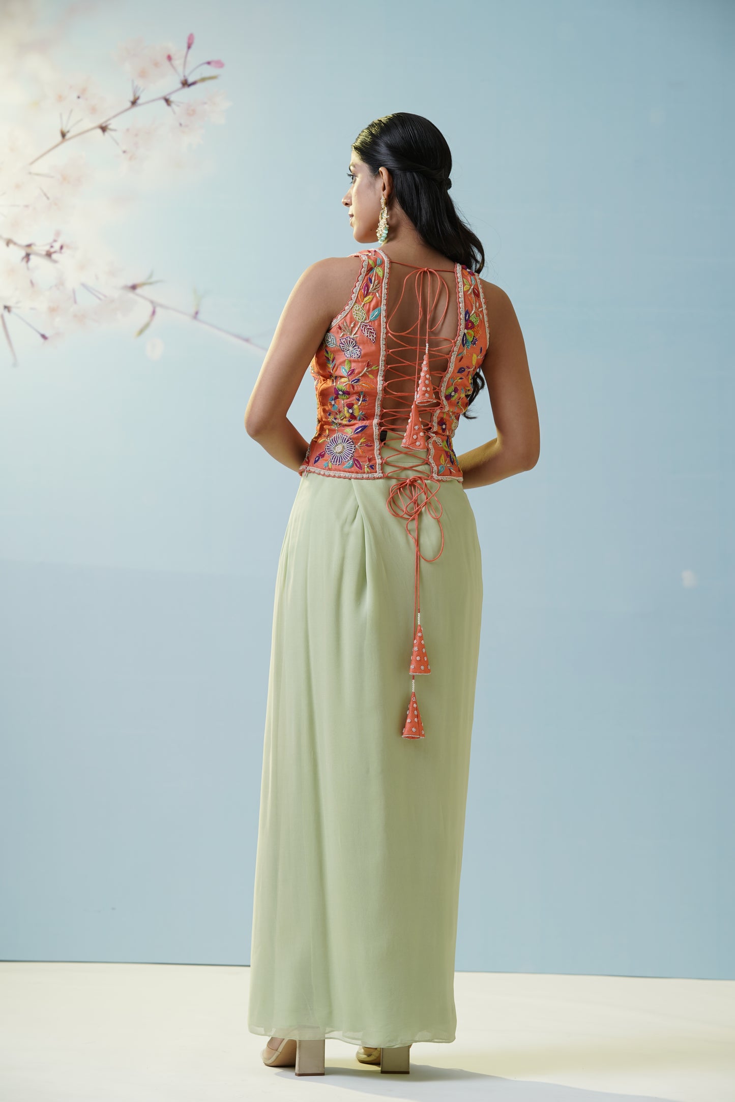 Mint Green Applique Lehengas Set