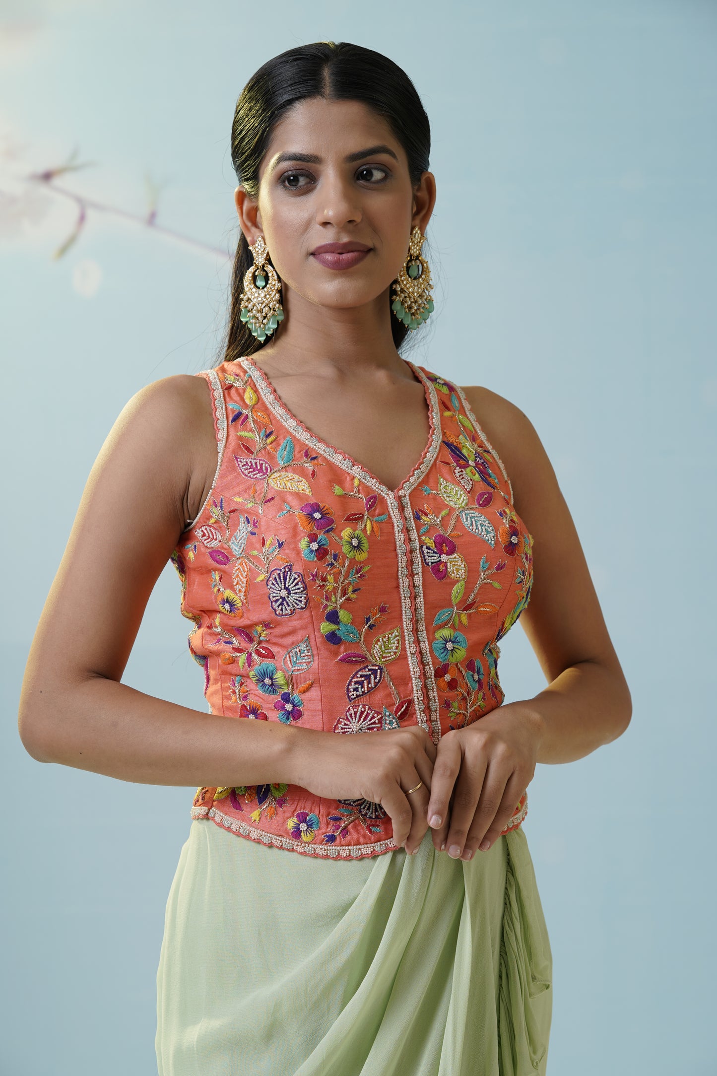 Mint Green Applique Lehengas Set