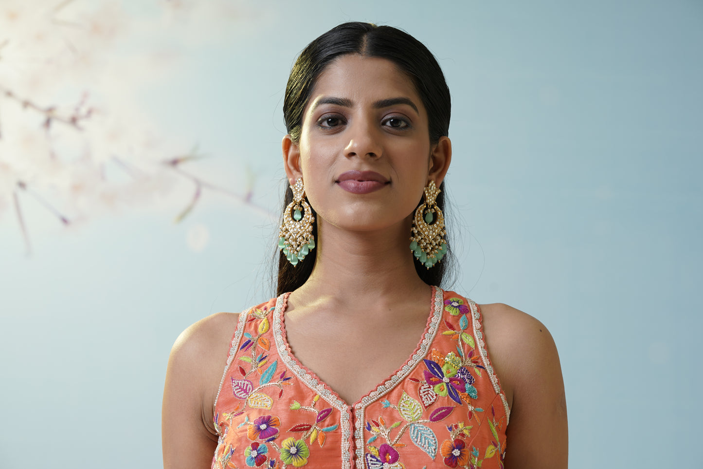 Mint Green Applique Lehengas Set