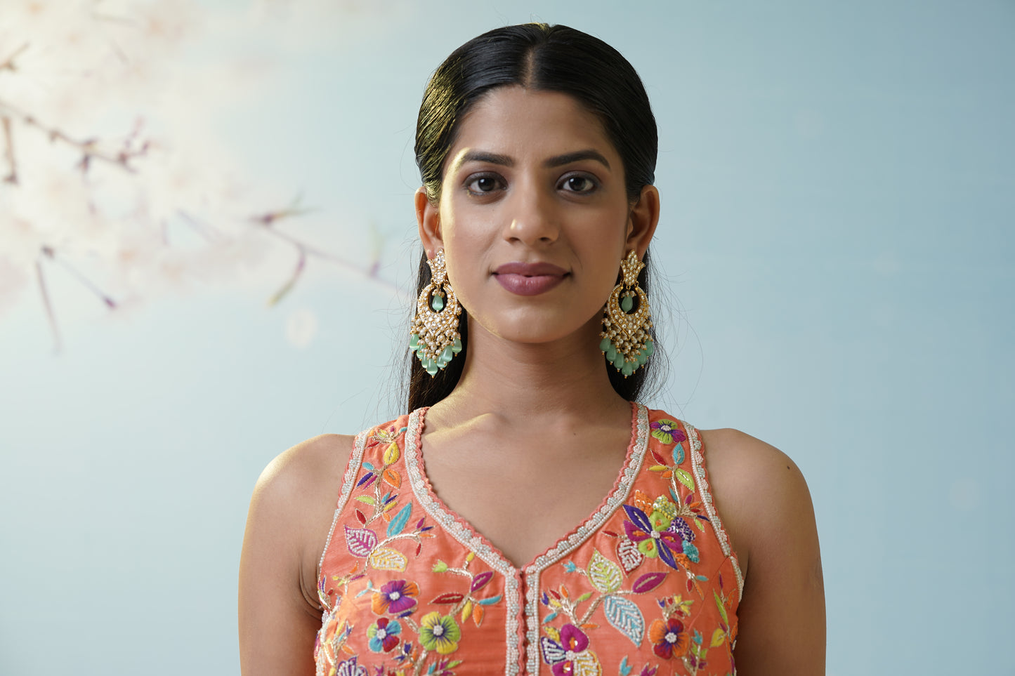 Mint Green Applique Lehengas Set