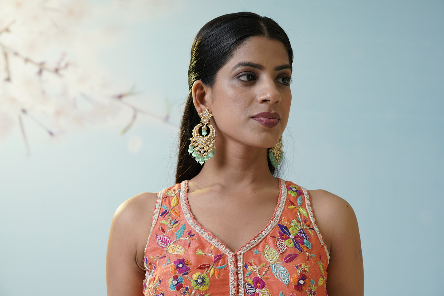 Mint Green Applique Lehengas Set