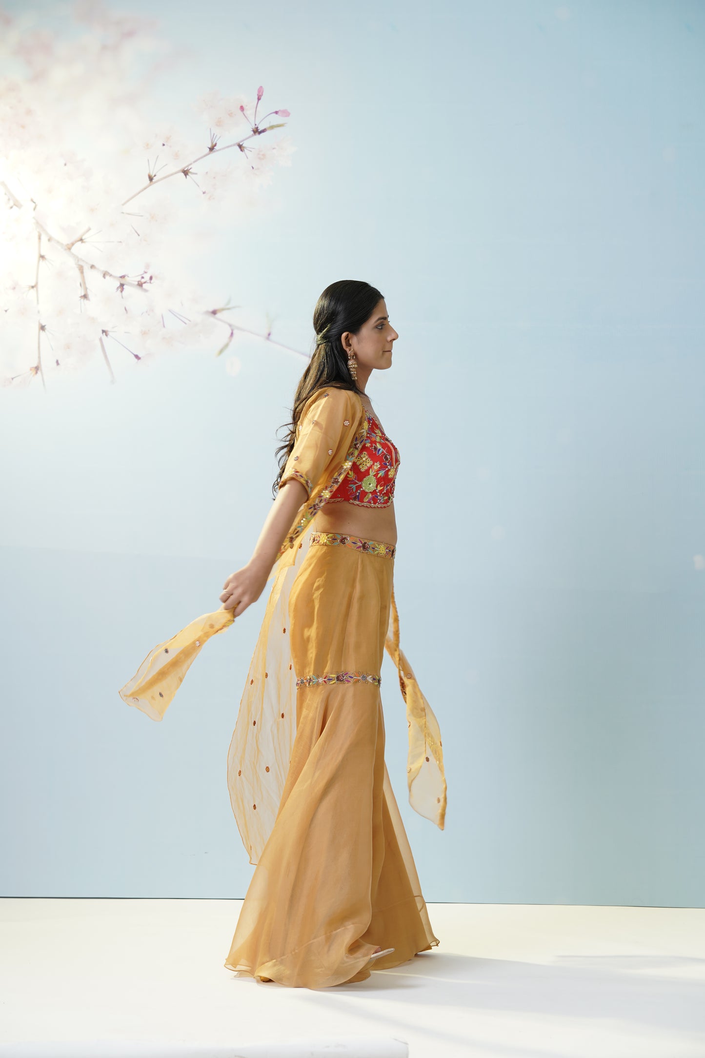 Ochre Yellow Sharara Set