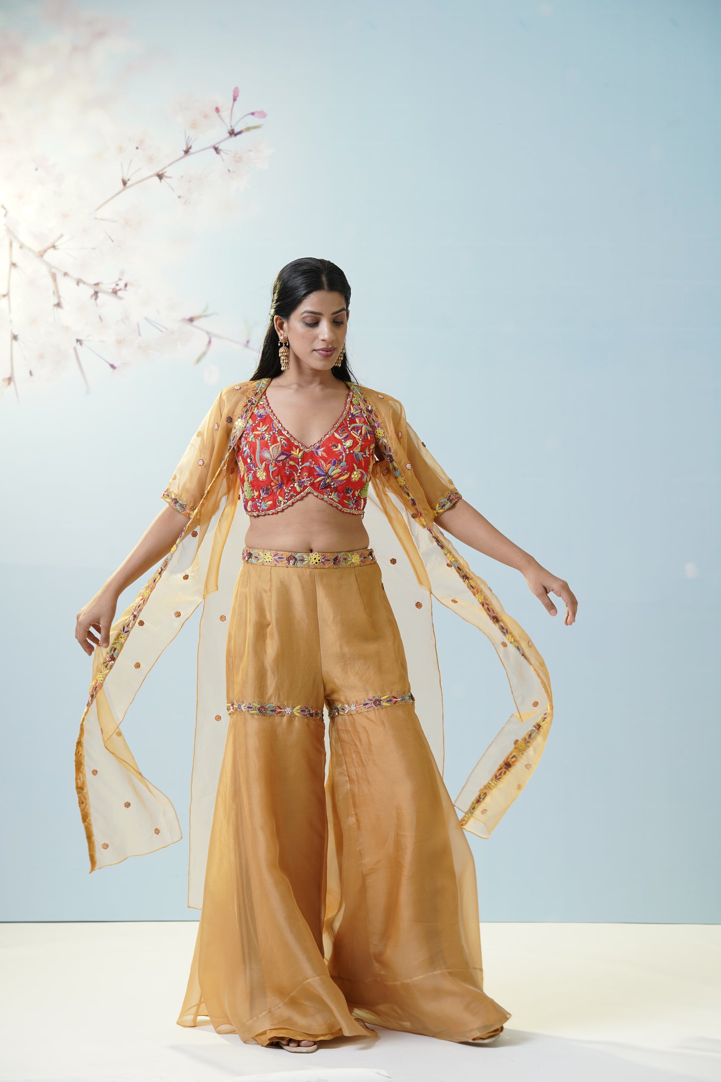 Ochre Yellow Sharara Set