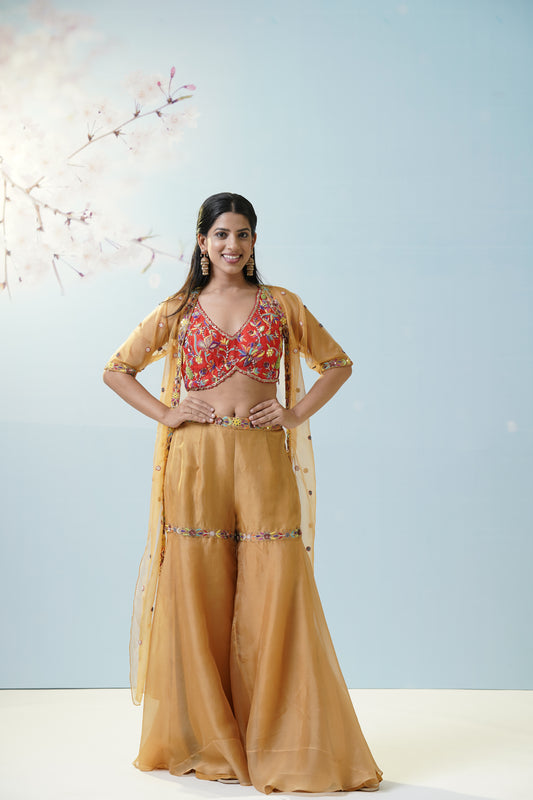 Ochre Yellow Sharara Set