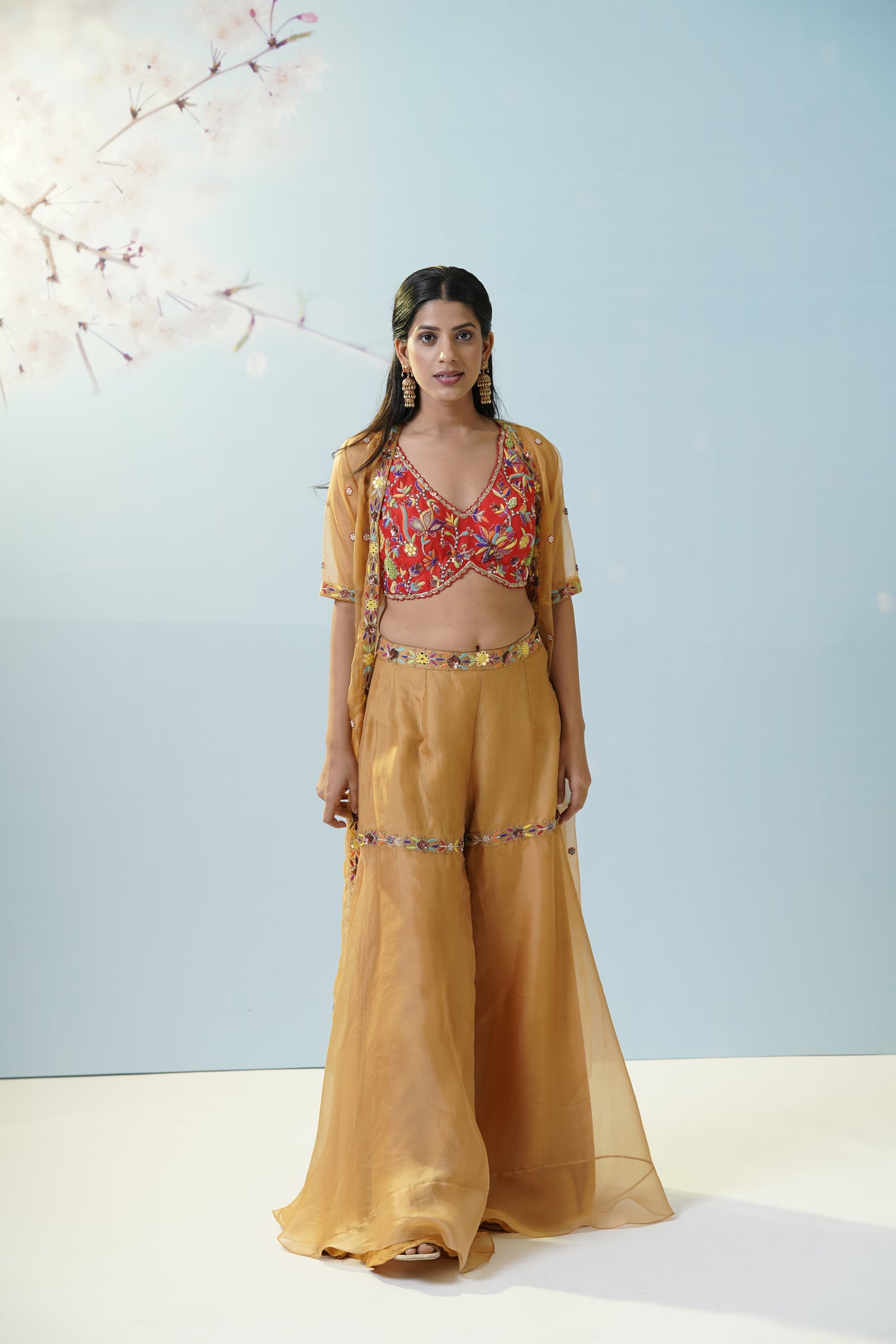 Ochre Yellow Sharara Set