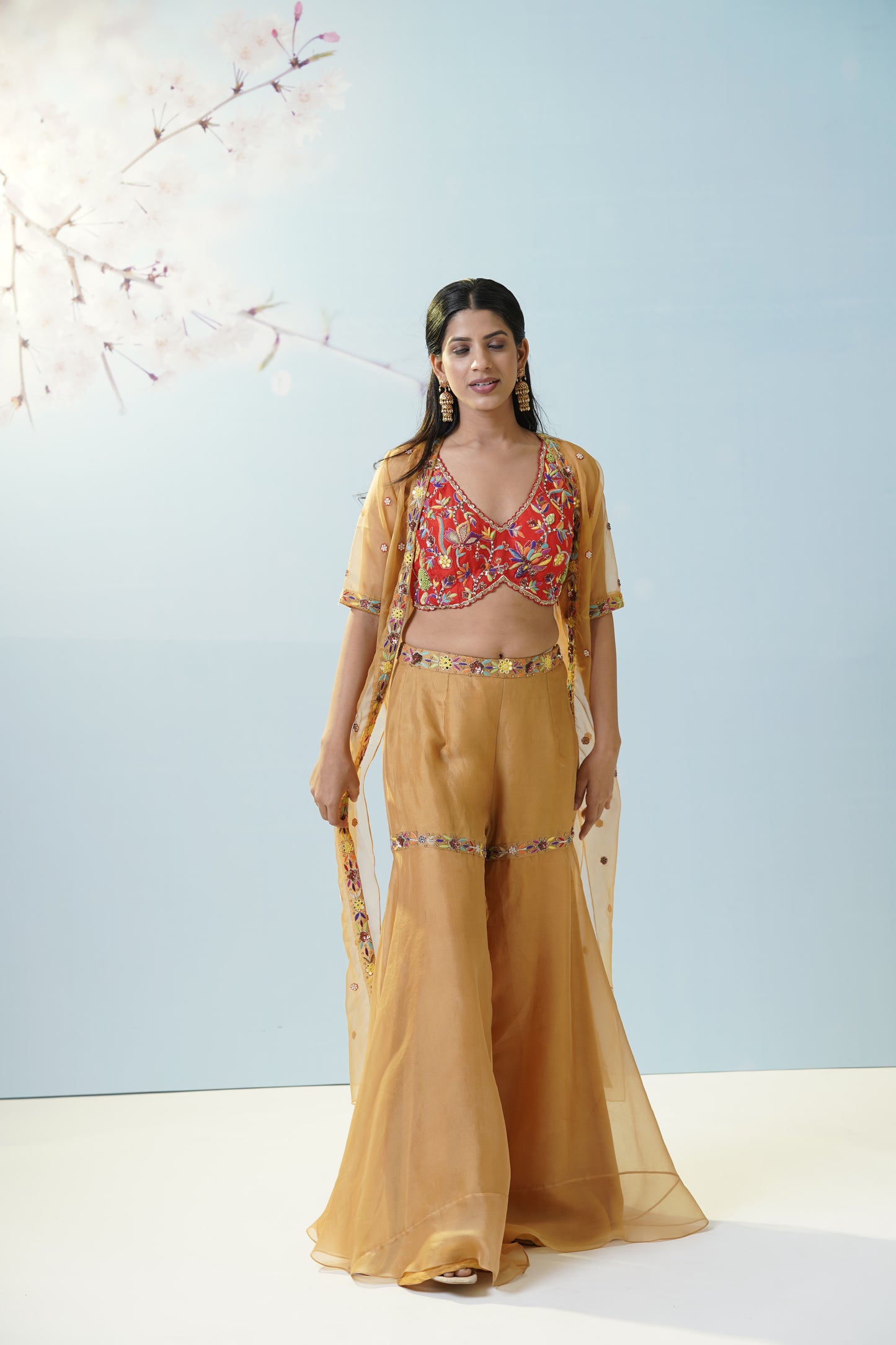 Ochre Yellow Sharara Set