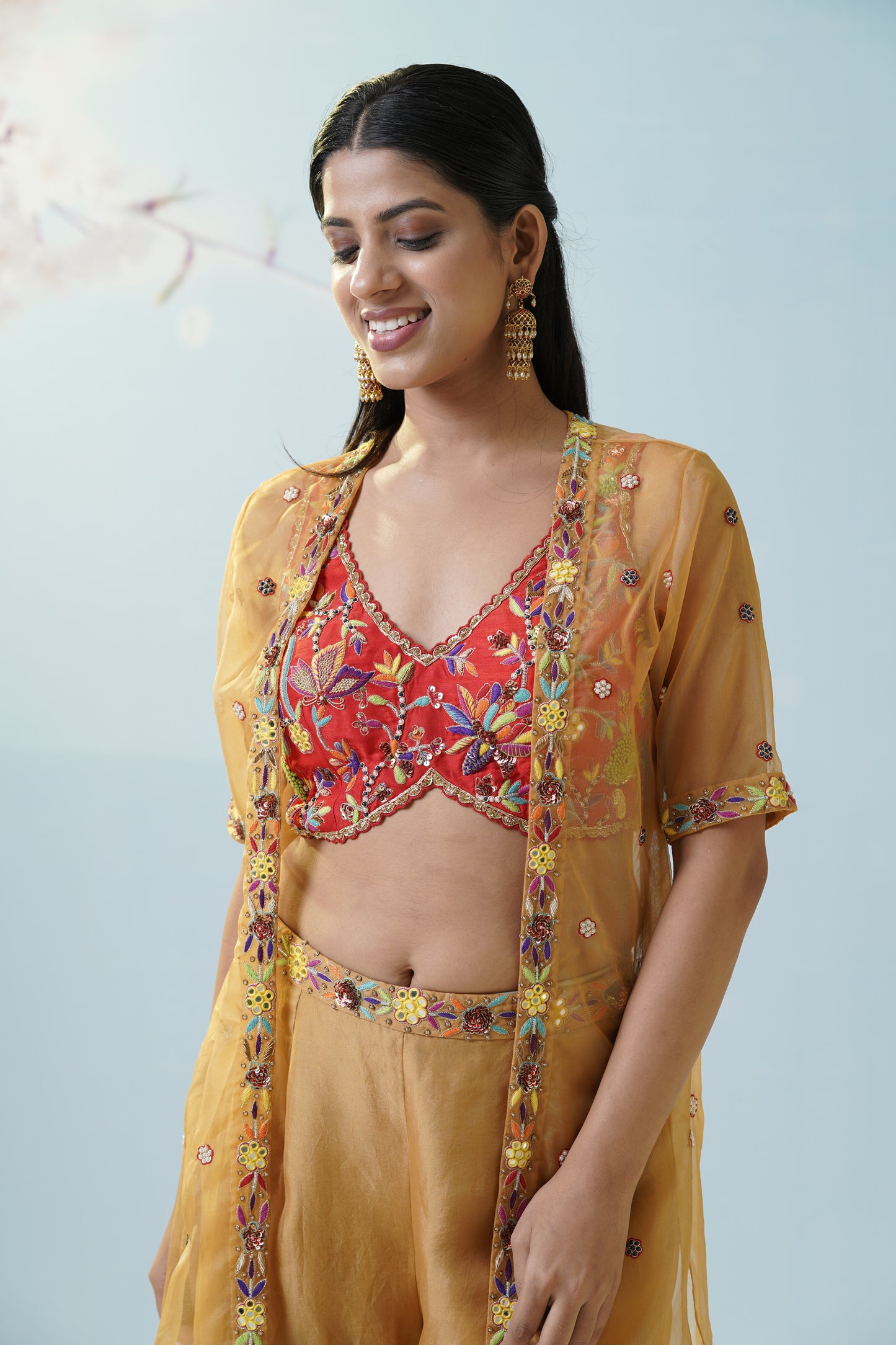Ochre Yellow Sharara Set