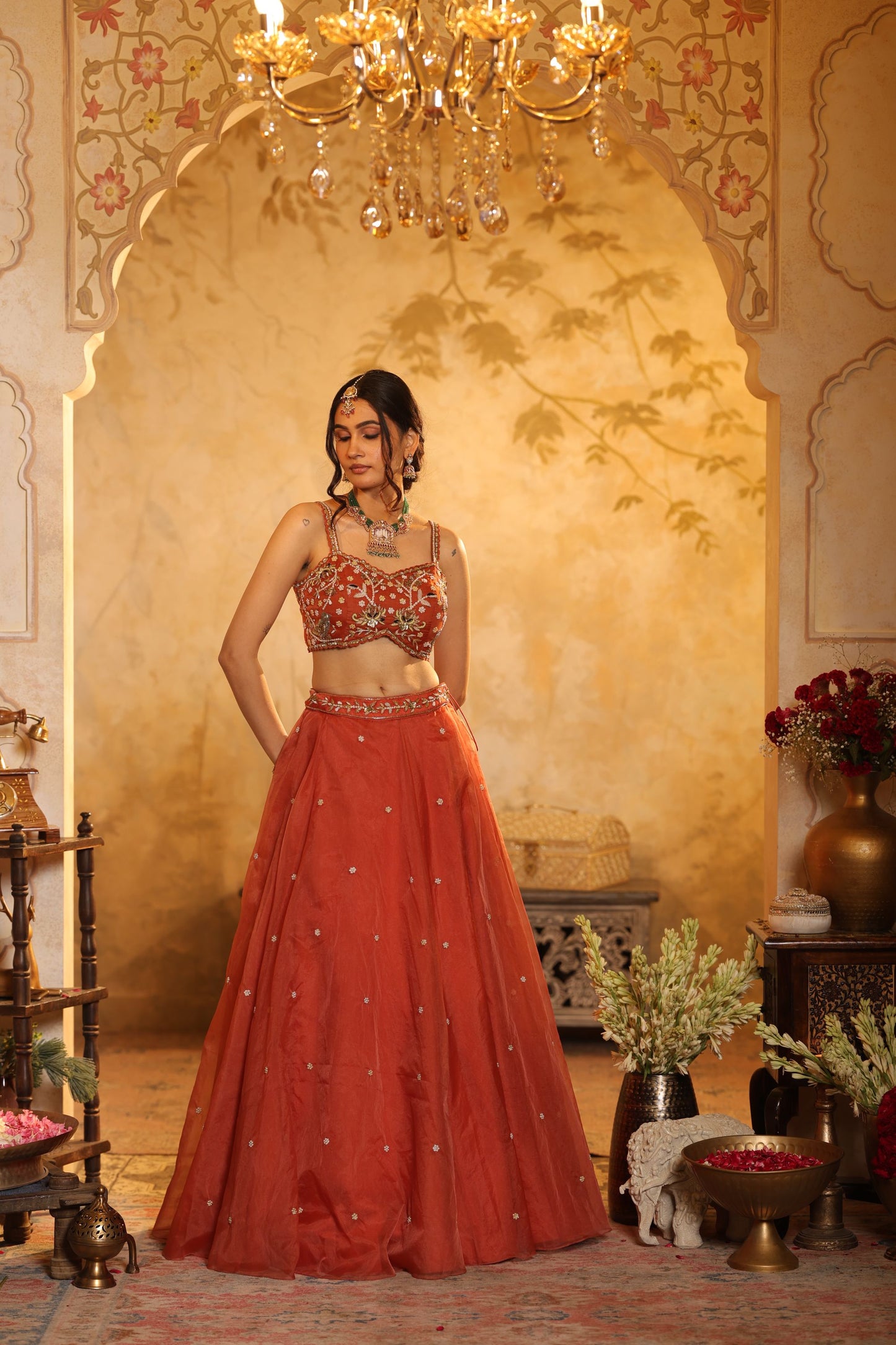 Burnt Orange Lehenga Set