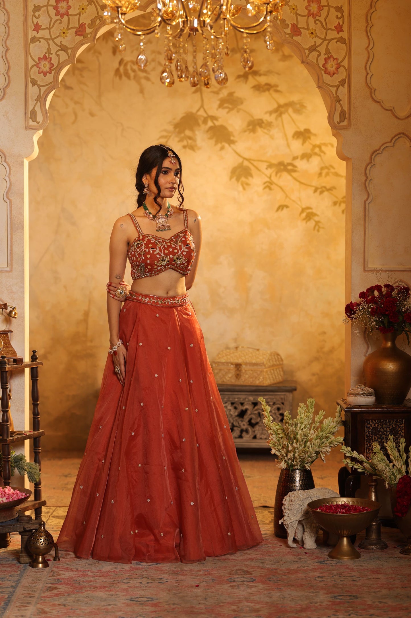 Burnt Orange Lehenga Set