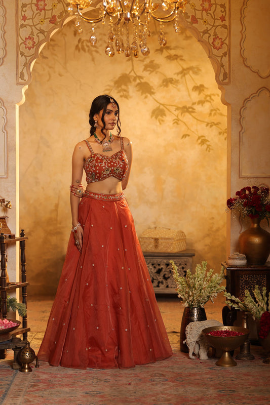 Burnt Orange Lehenga Set