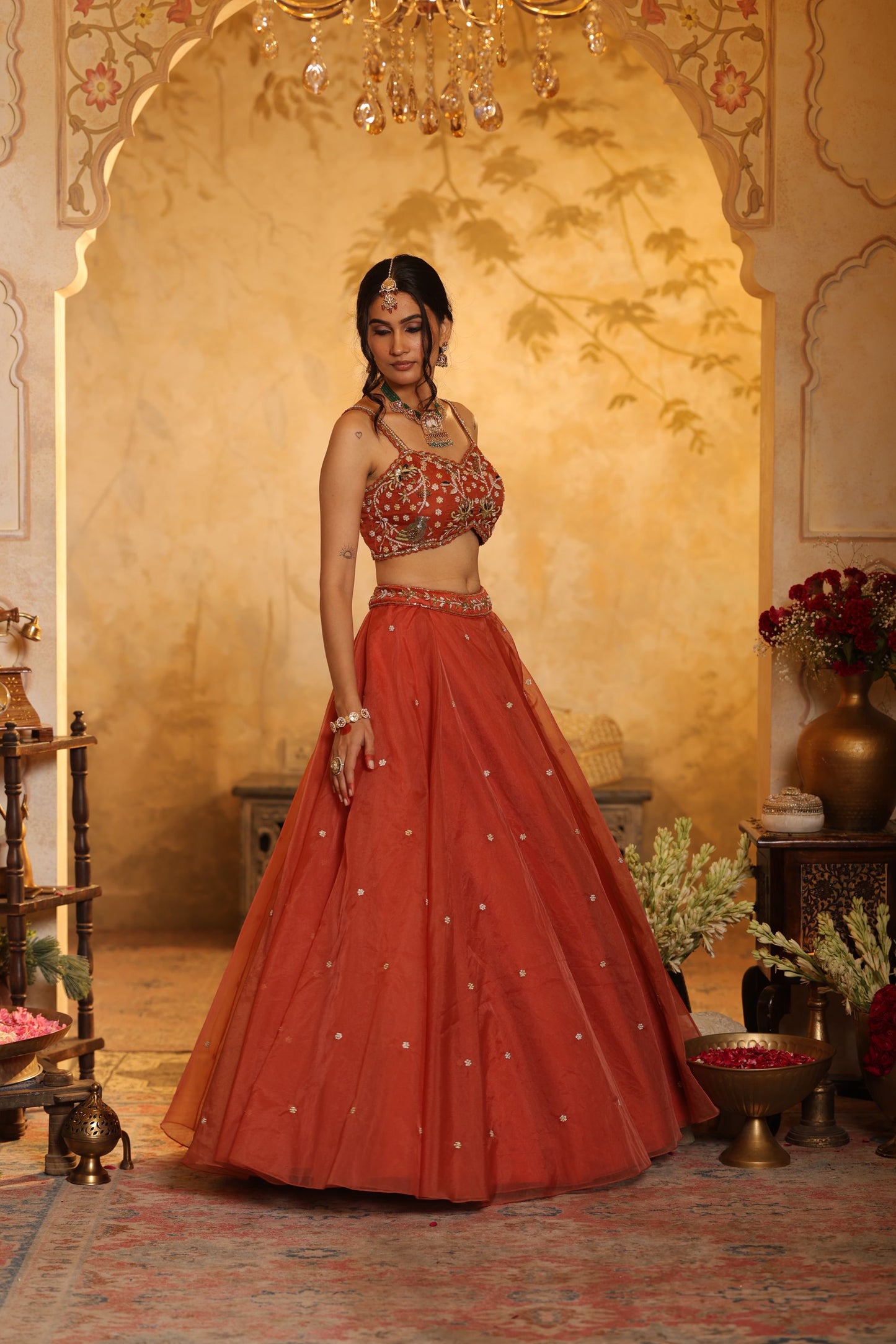 Burnt Orange Lehenga Set