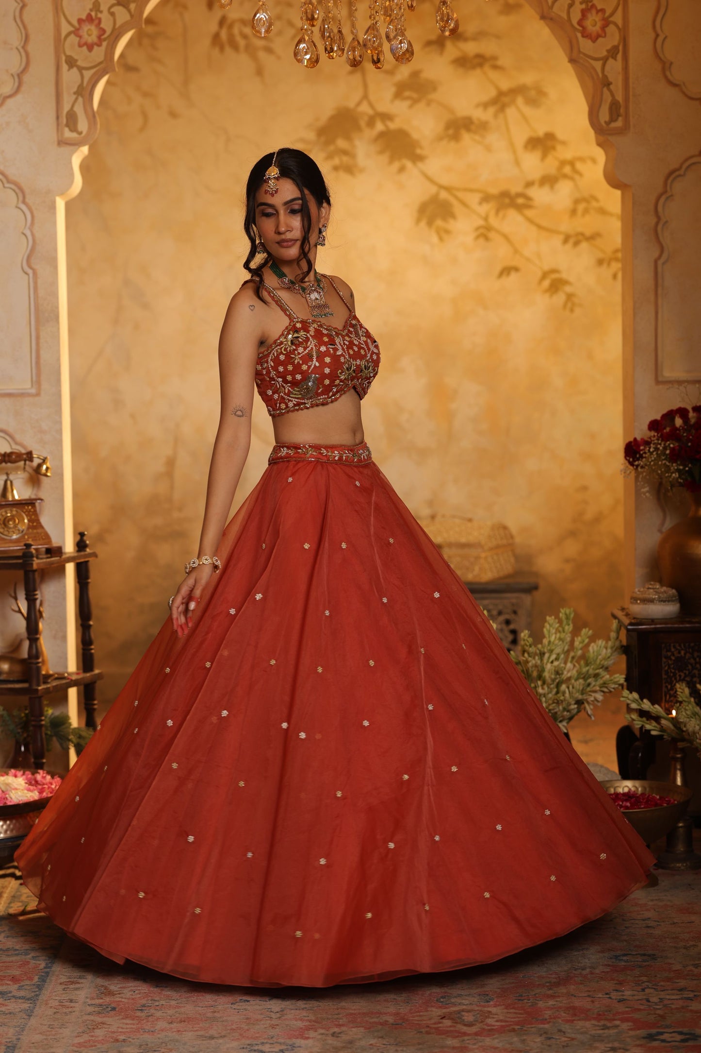 Burnt Orange Lehenga Set