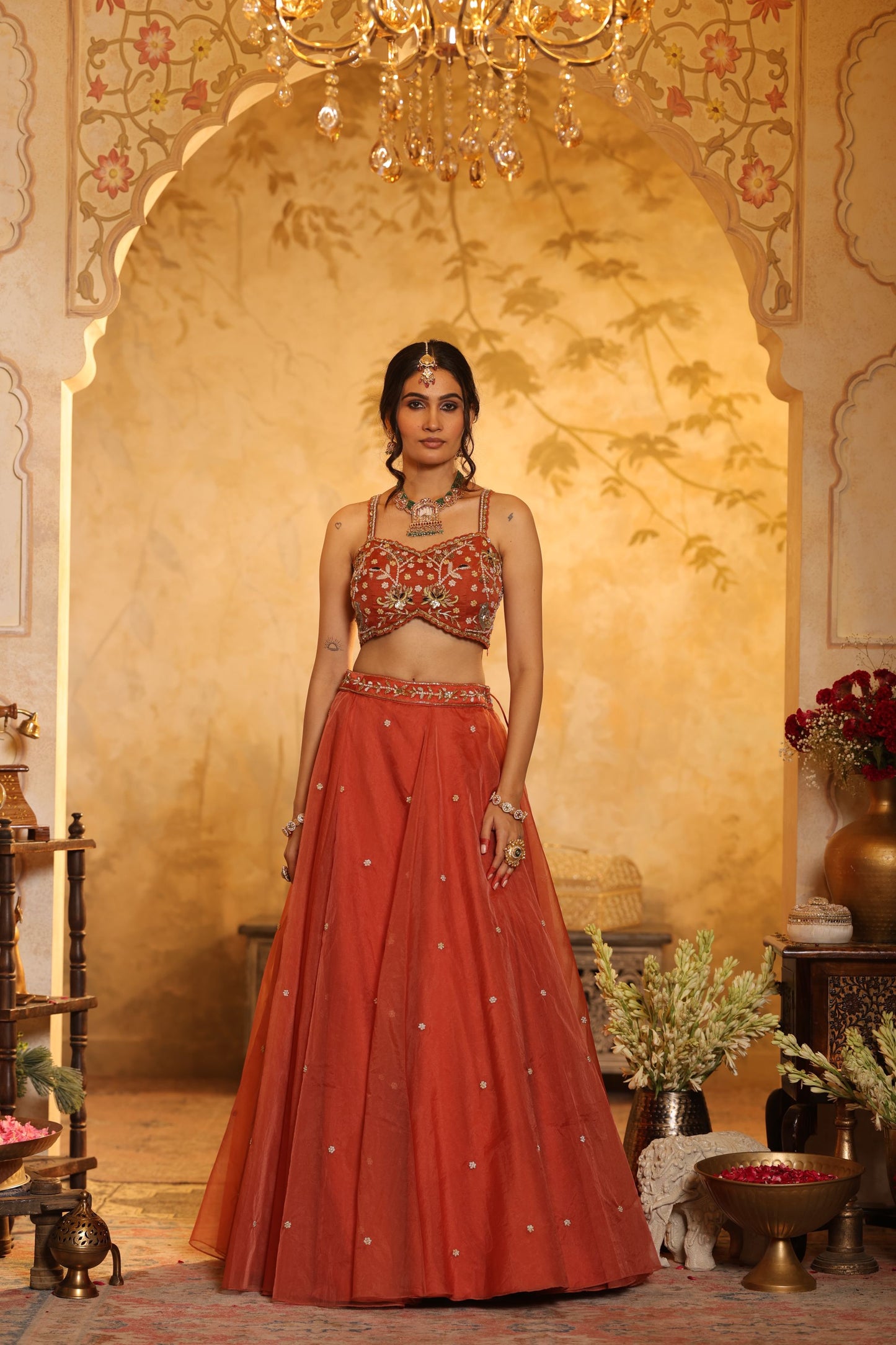 Burnt Orange Lehenga Set