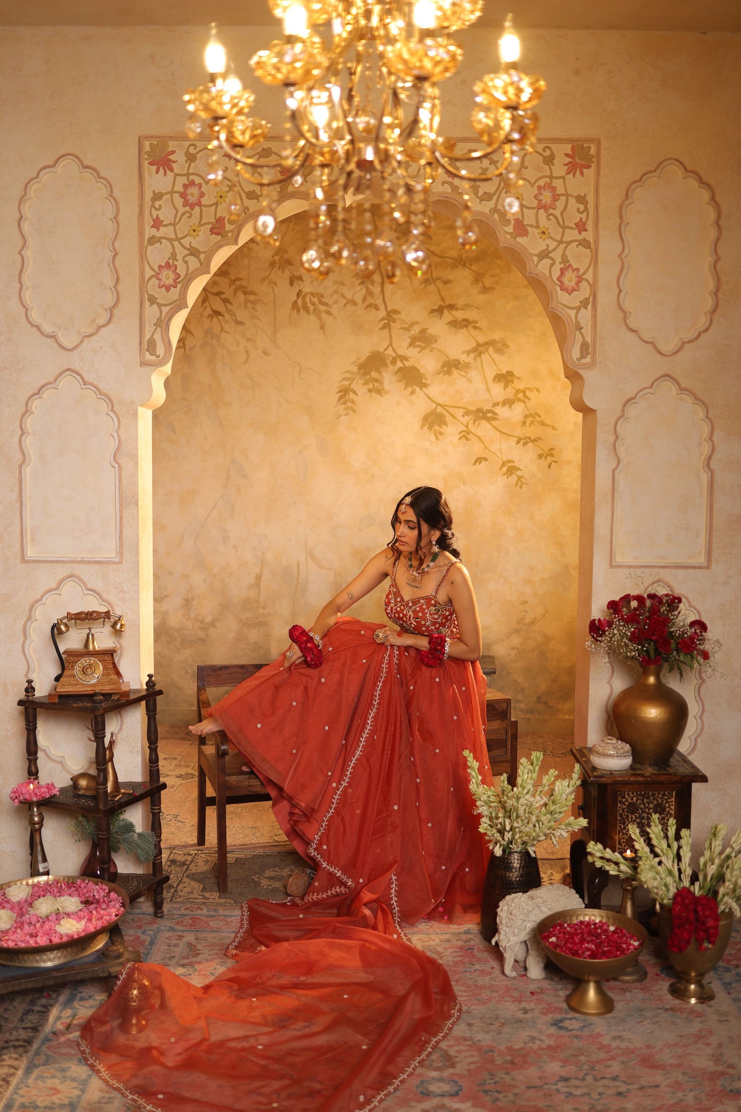 Burnt Orange Lehenga Set