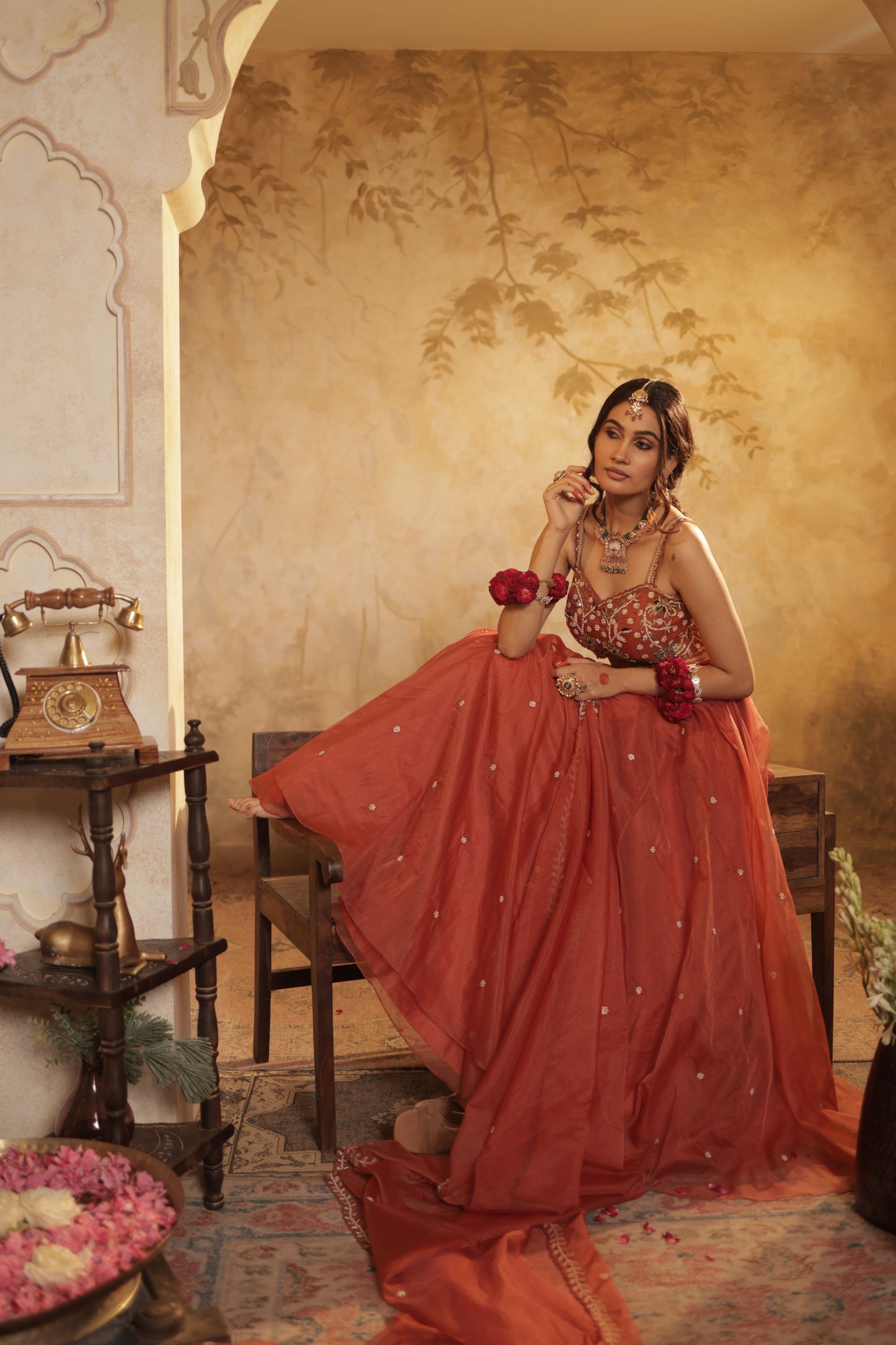 Burnt Orange Lehenga Set