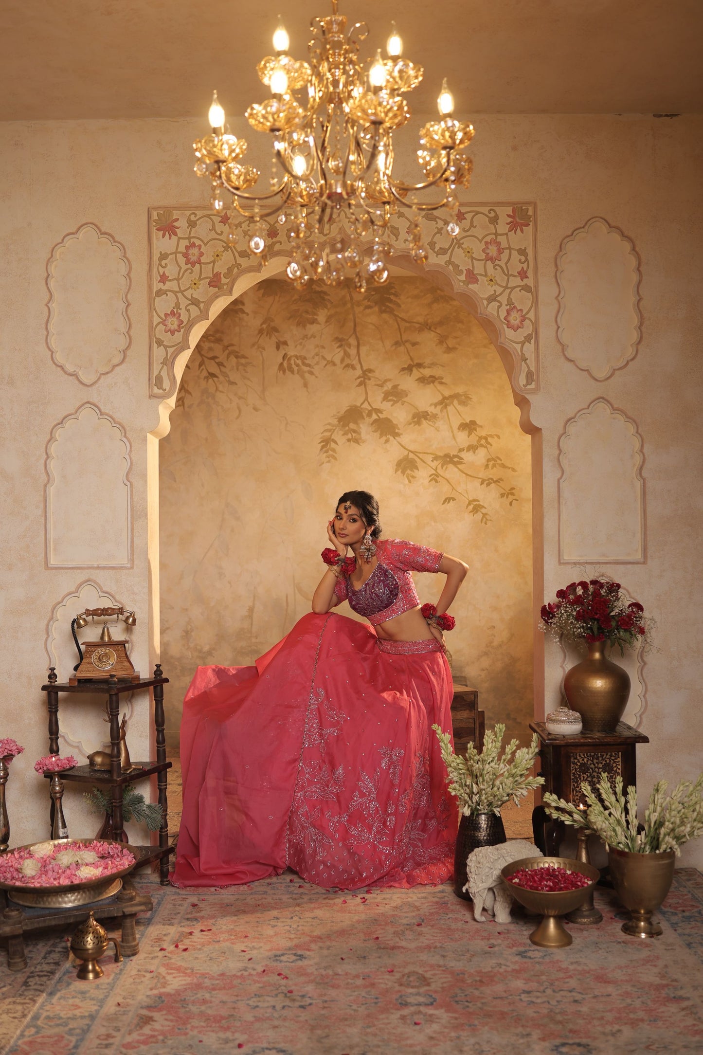 Pink Toned Embroidered Lehenga Set