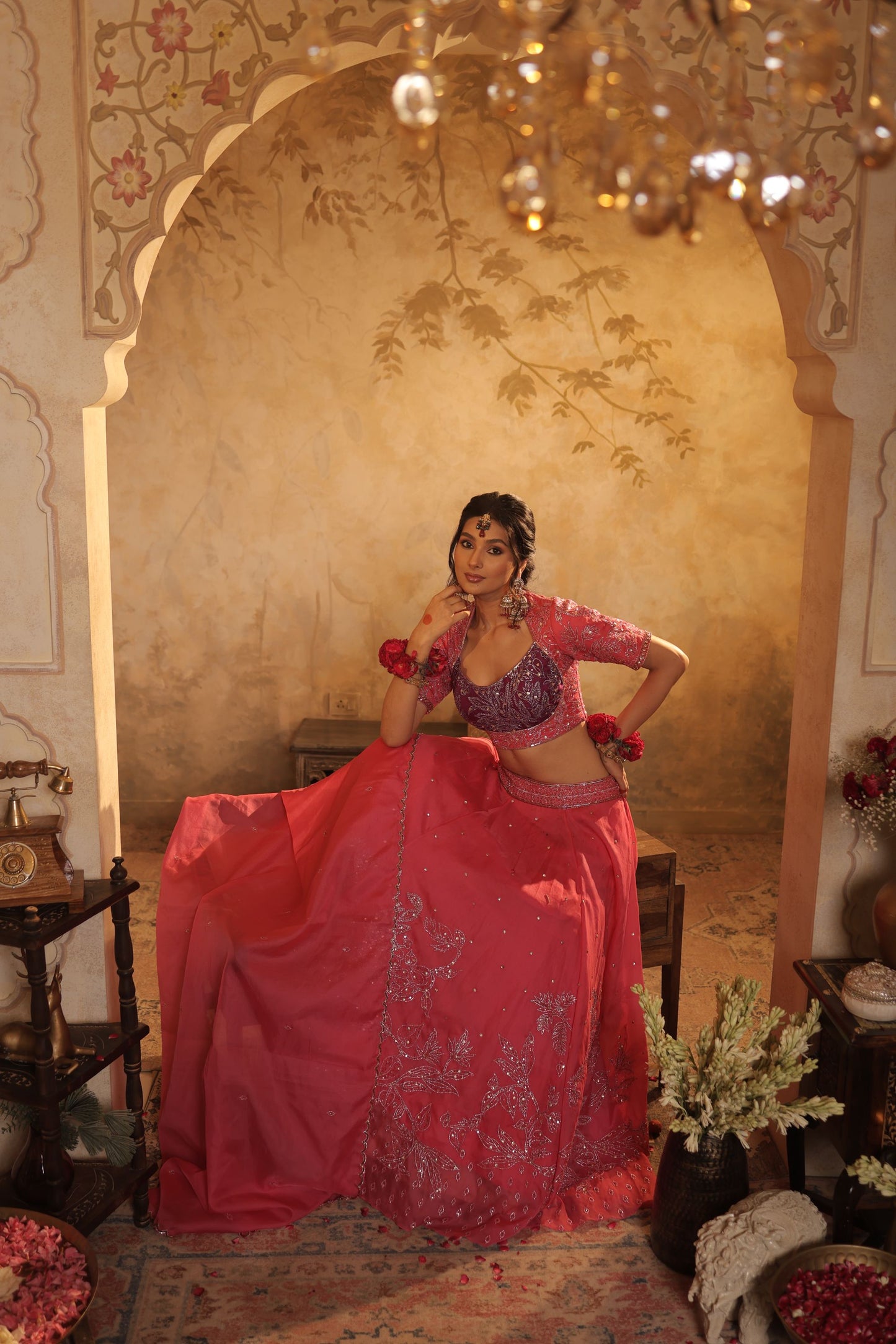 Pink Toned Embroidered Lehenga Set