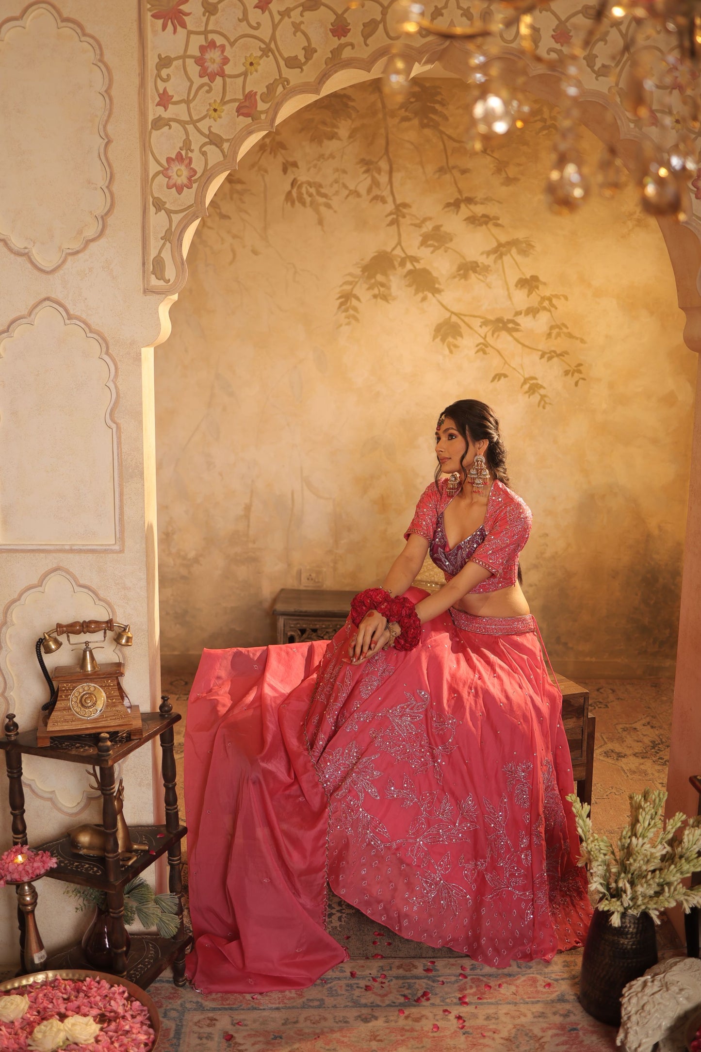Pink Toned Embroidered Lehenga Set