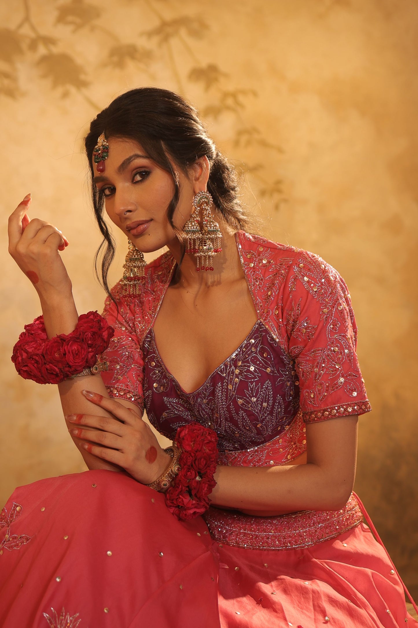 Pink Toned Embroidered Lehenga Set