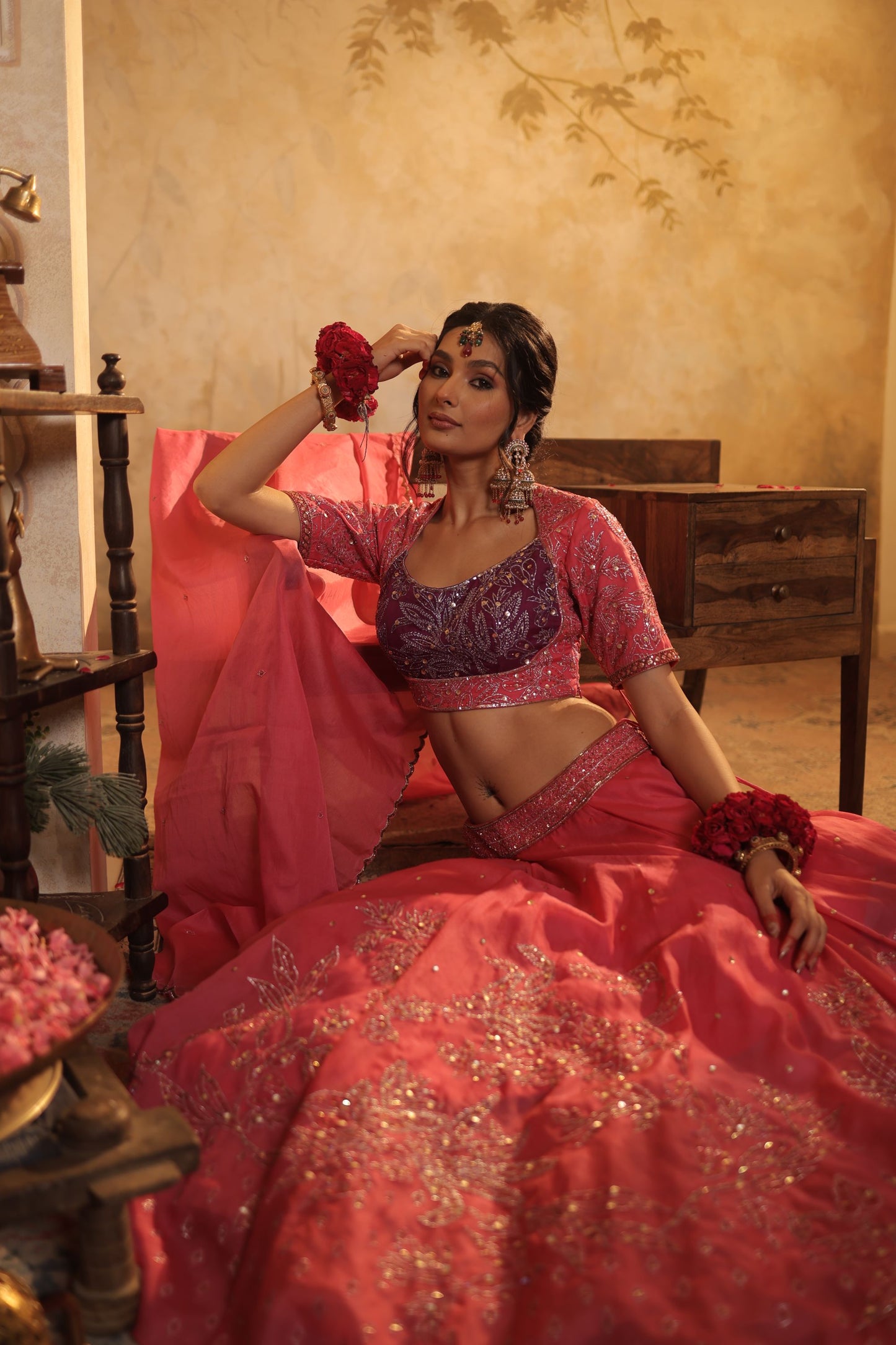 Pink Toned Embroidered Lehenga Set