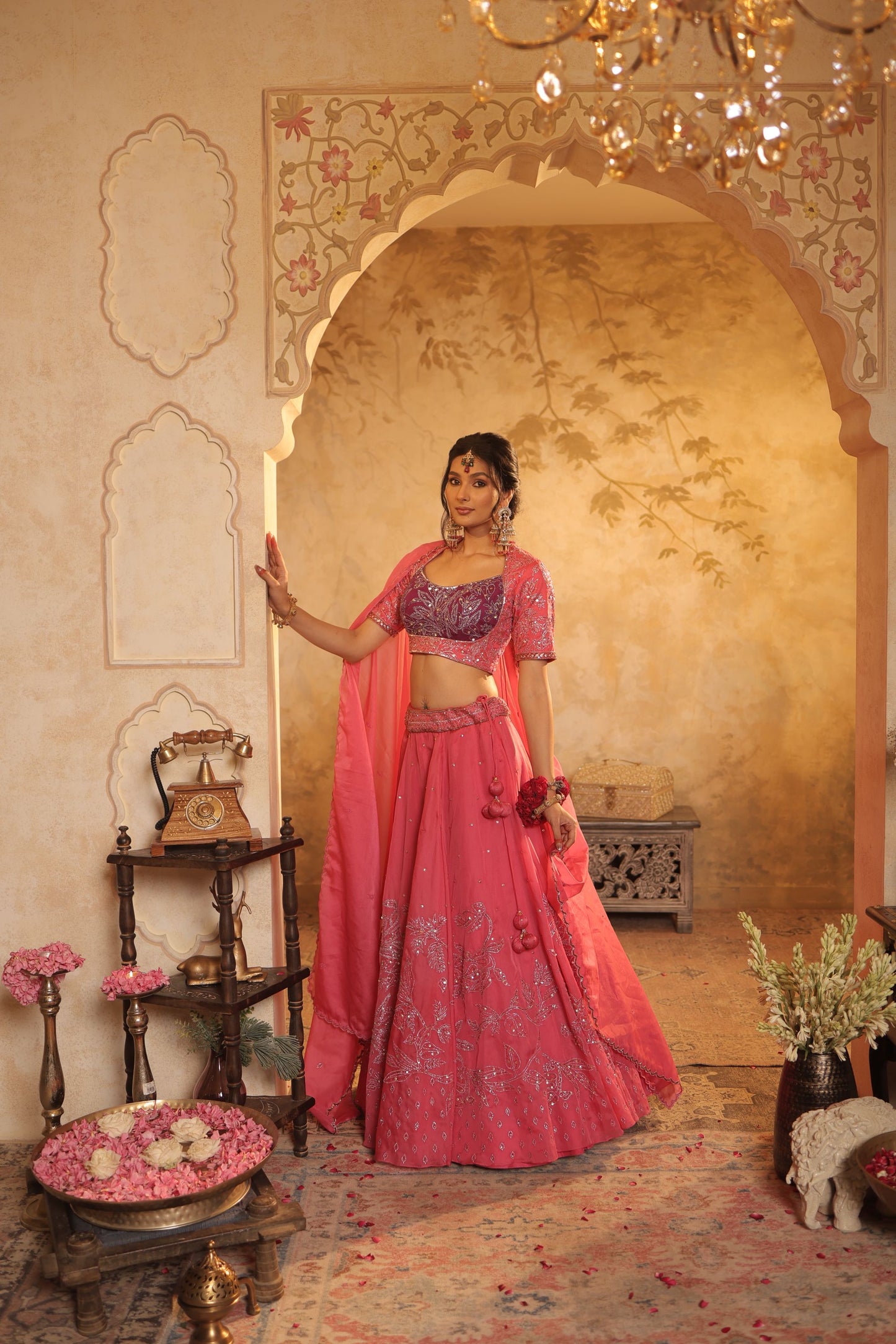 Pink Toned Embroidered Lehenga Set