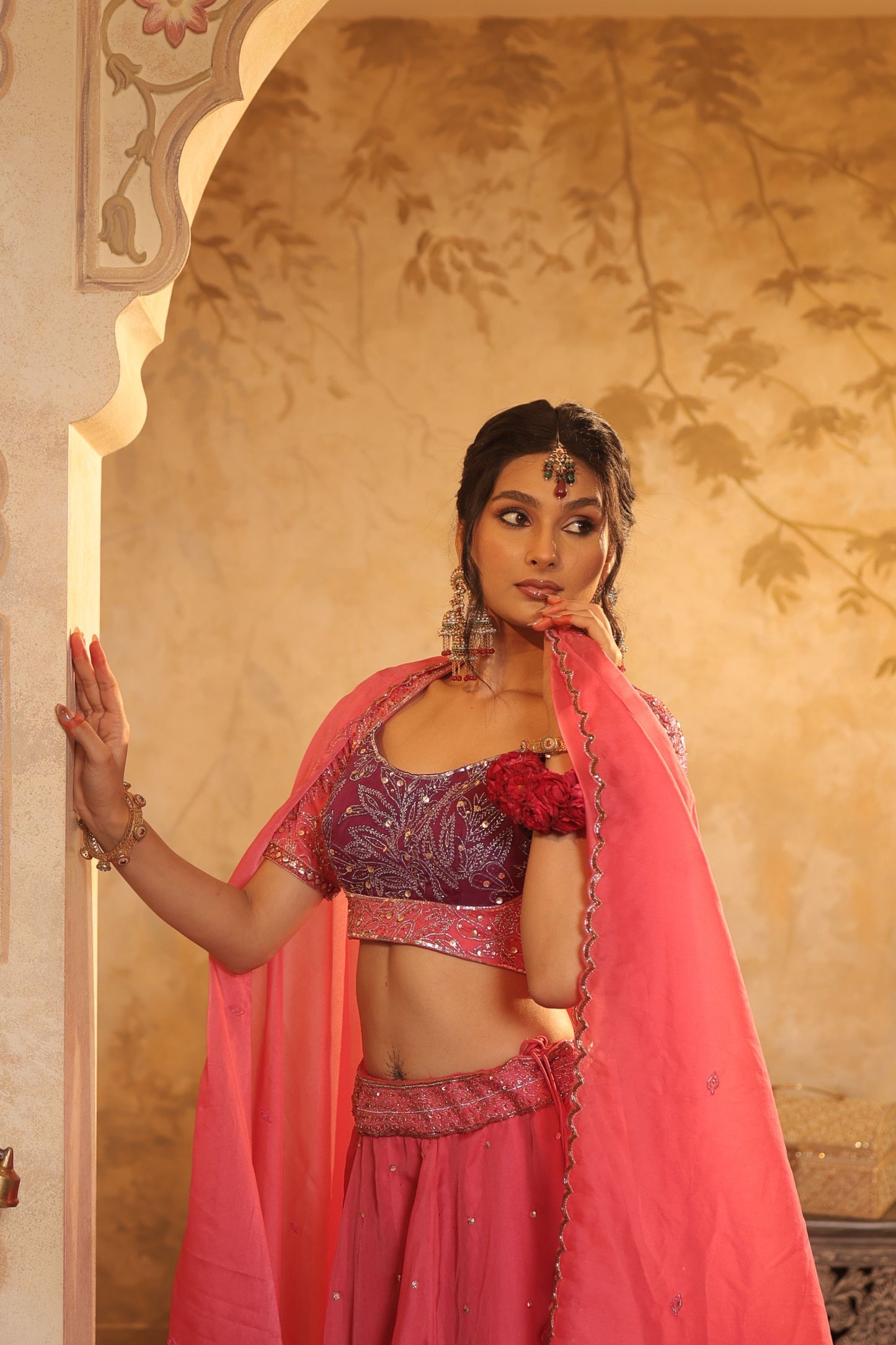 Pink Toned Embroidered Lehenga Set