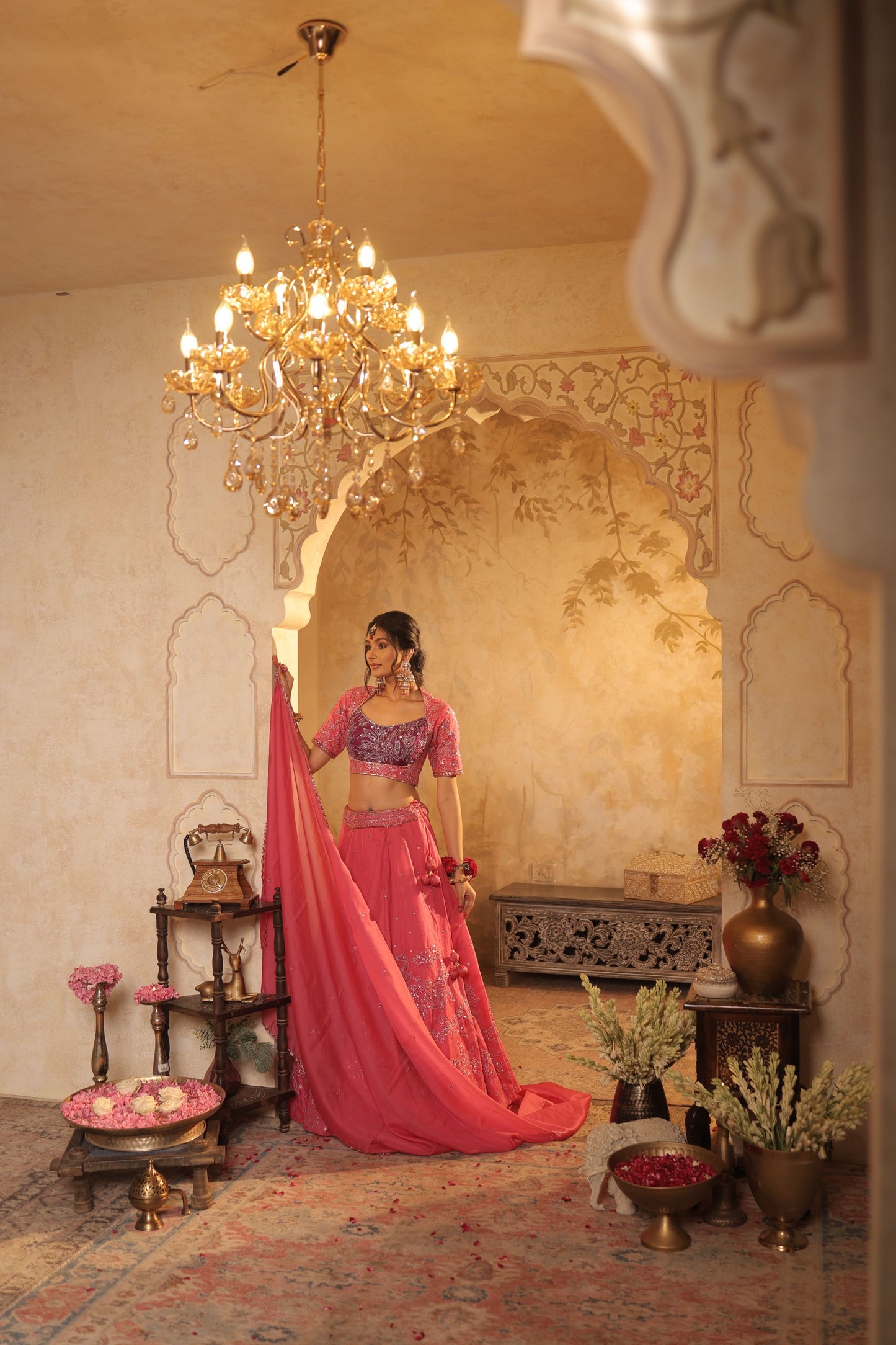 Pink Toned Embroidered Lehenga Set