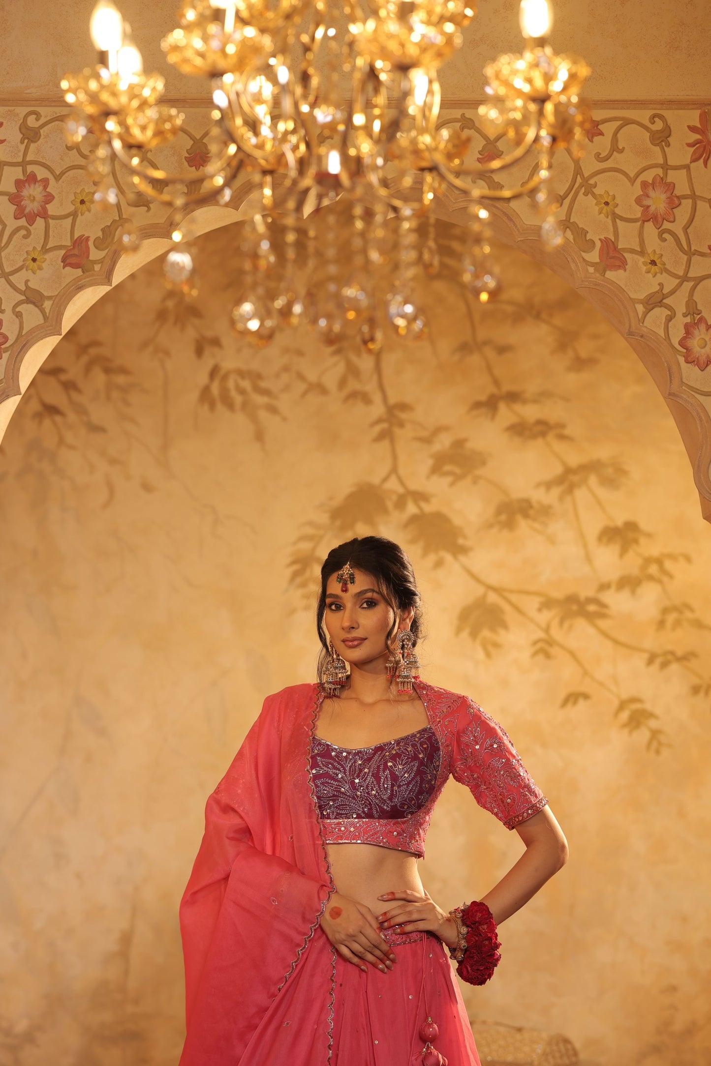 Pink Toned Embroidered Lehenga Set