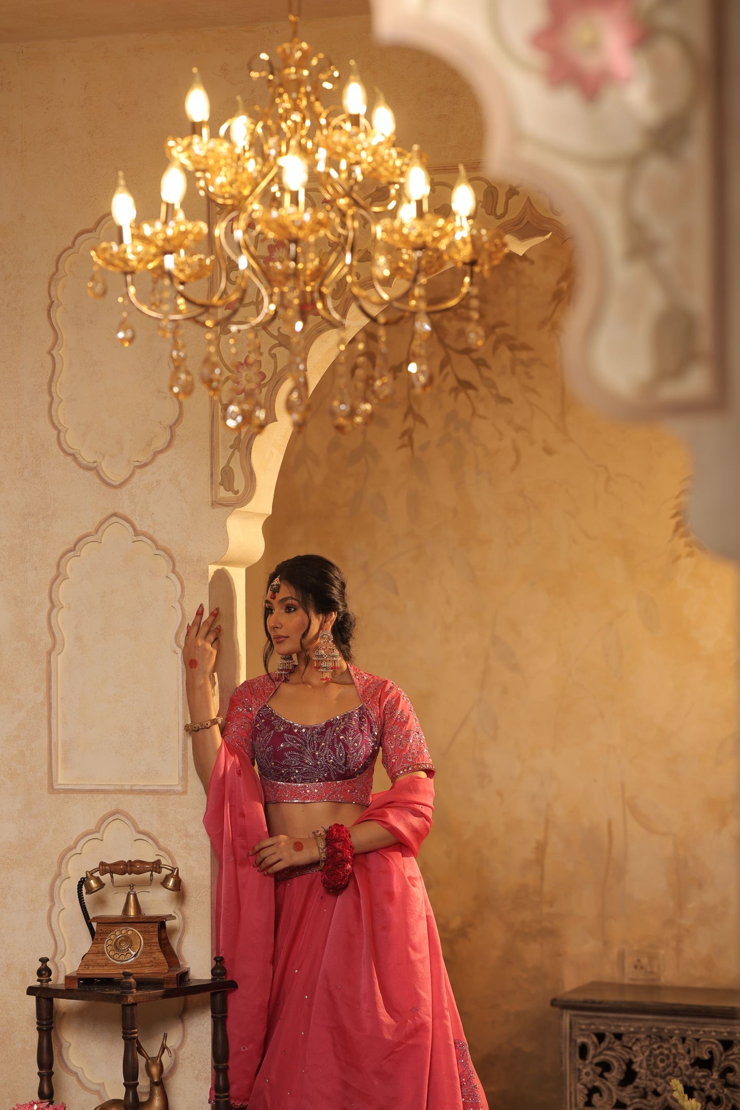 Pink Toned Embroidered Lehenga Set