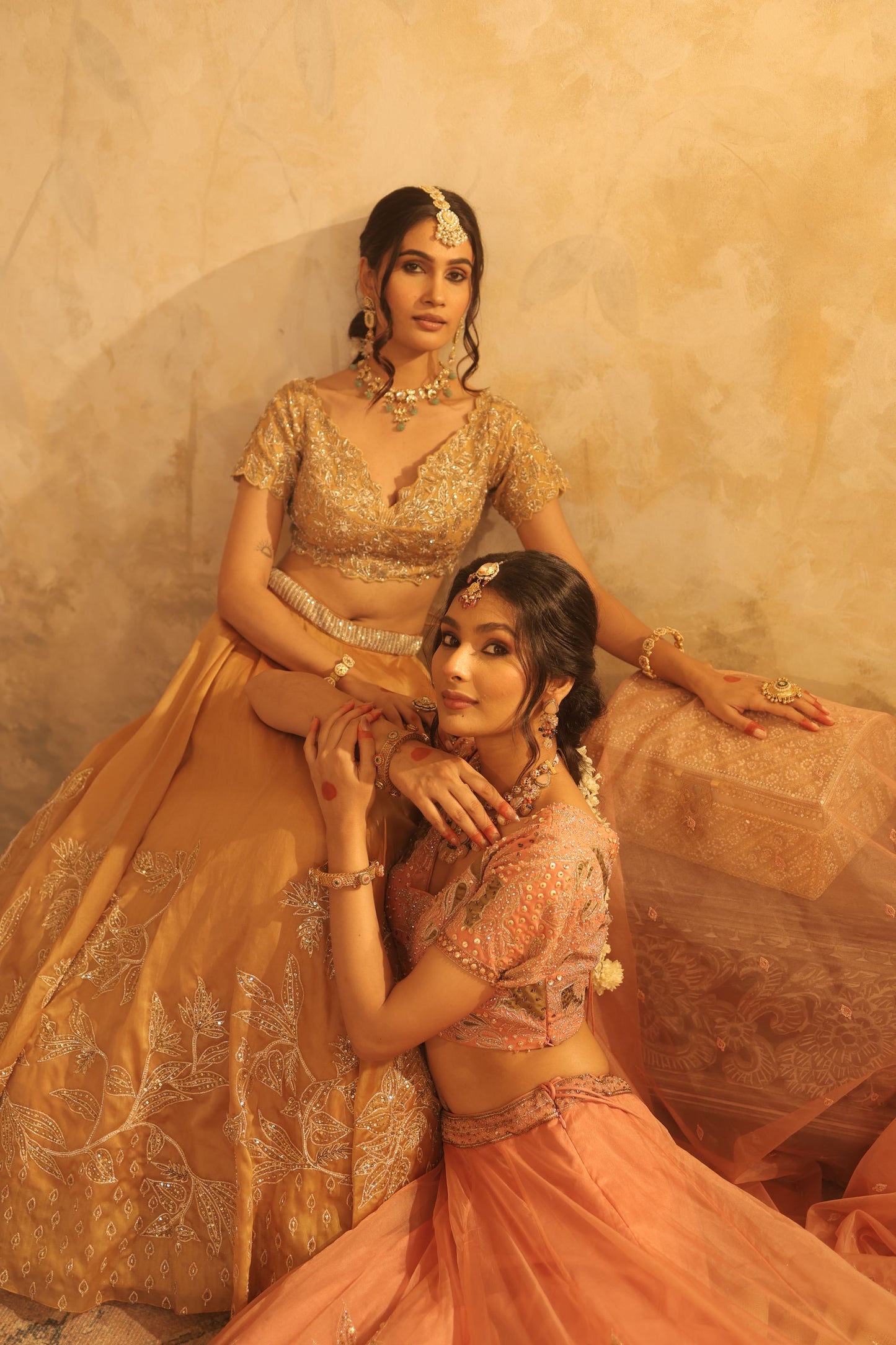 Heavy Zari And Sequin Embroidery With Floral And Leaf Motifs