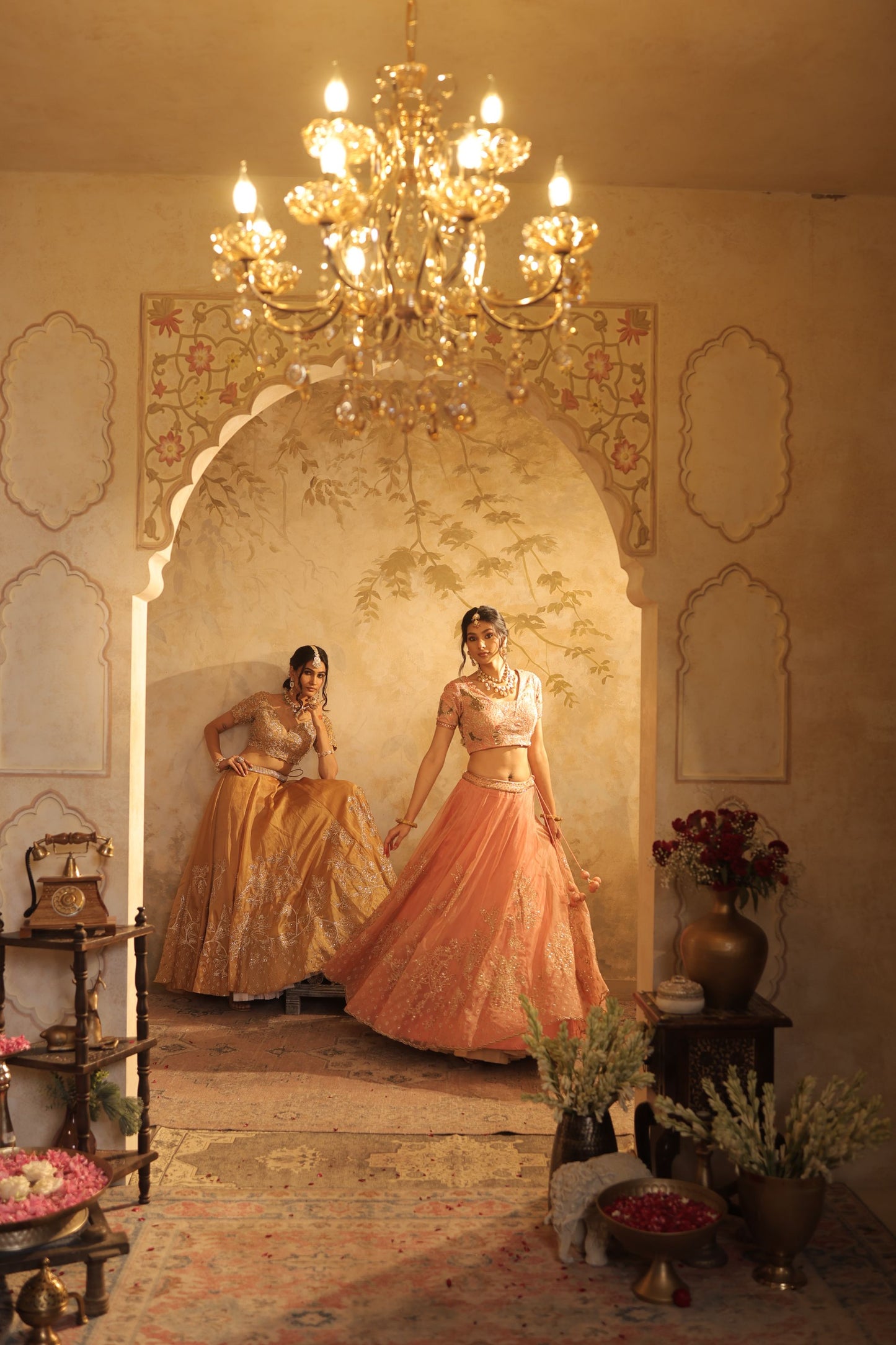 Heavy Zari And Sequin Embroidery With Floral And Leaf Motifs