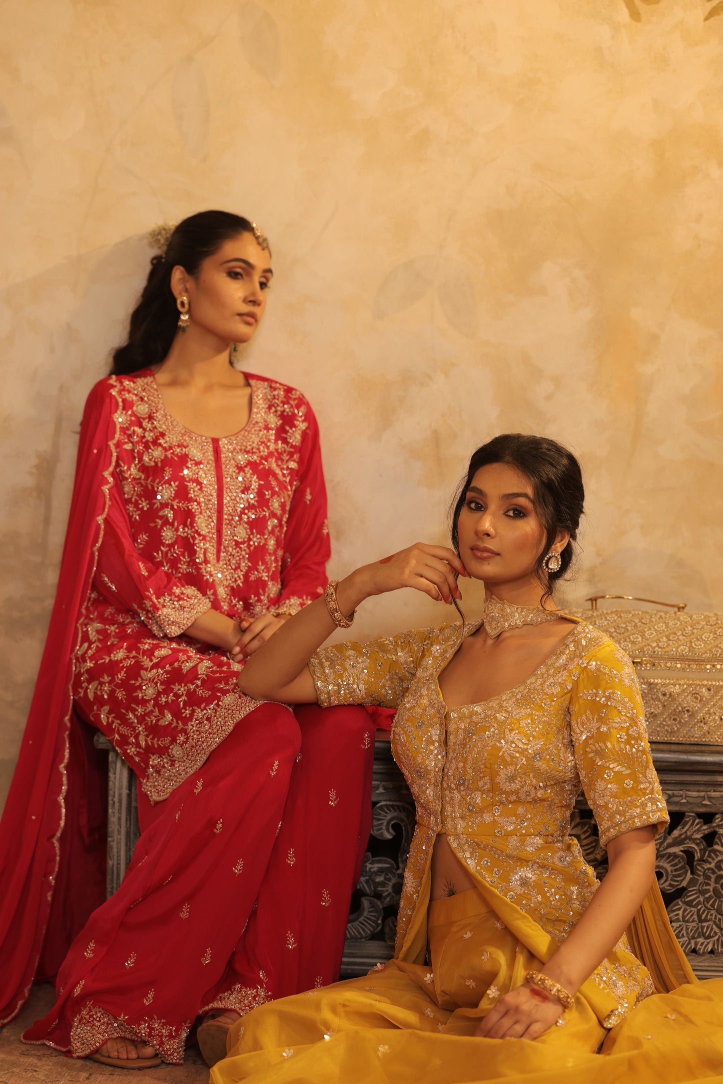 Rani Pink Zari Thread Kurti Set