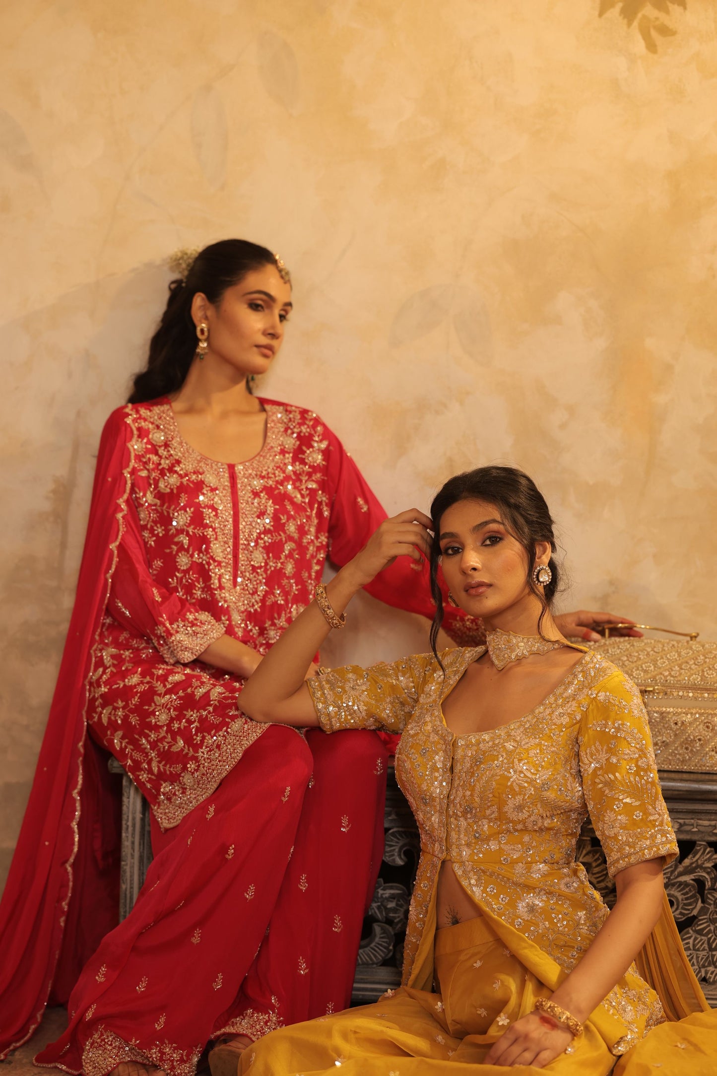 Rani Pink Zari Thread Kurti Set