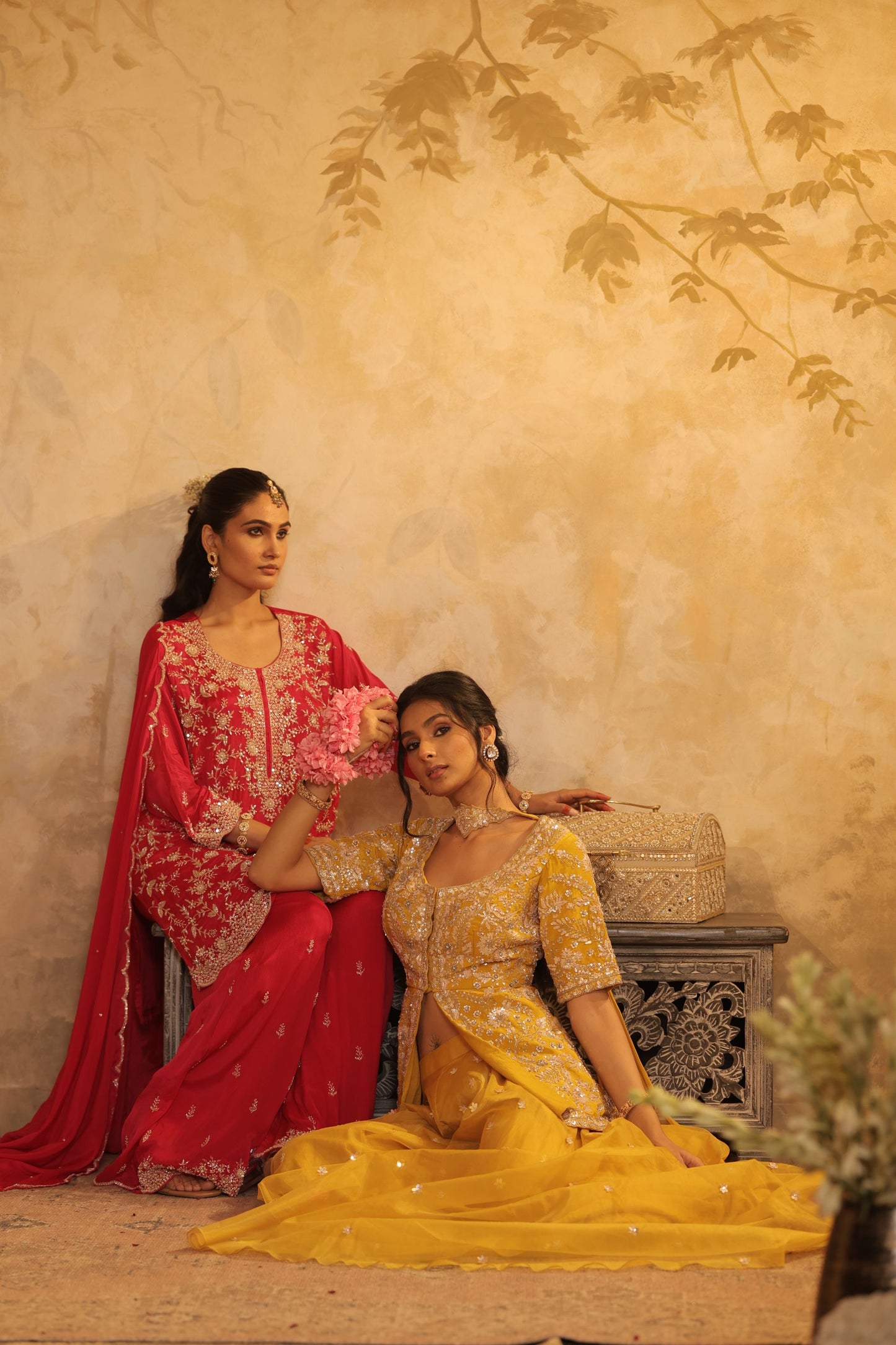 Rani Pink Zari Thread Kurti Set