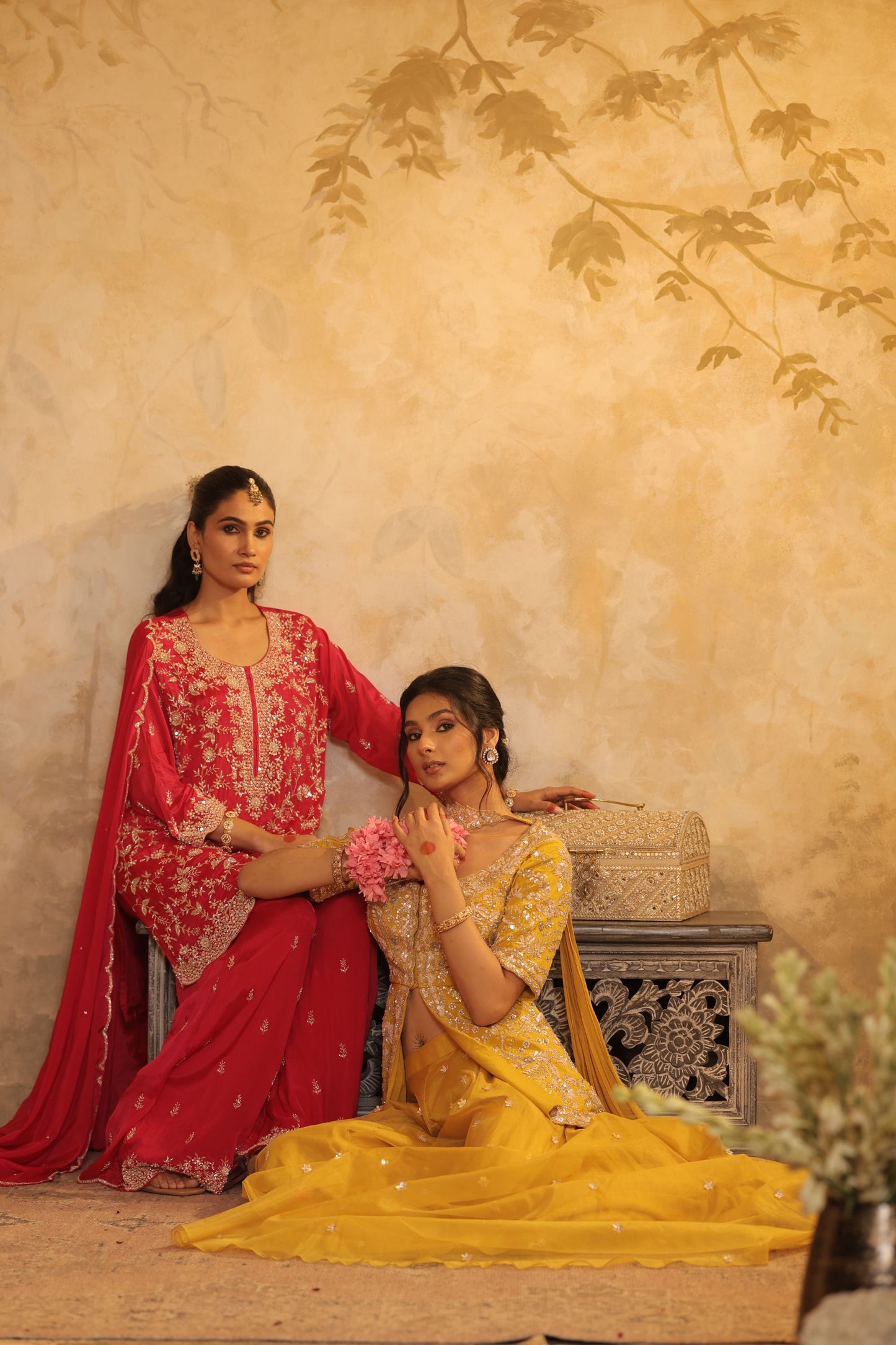 Rani Pink Zari Thread Kurti Set